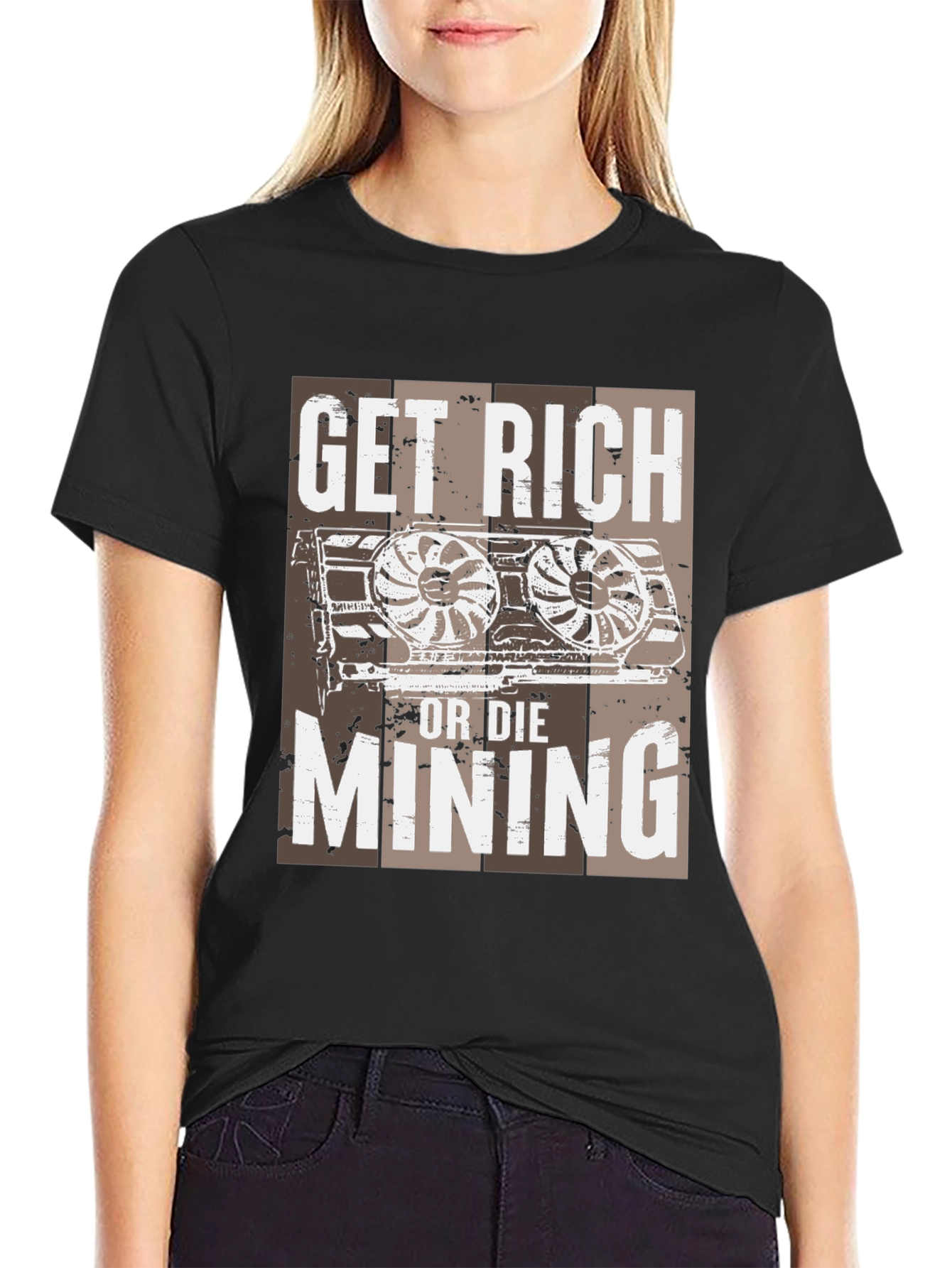 Black Get Rich or Die Mining T-Shirt view 2