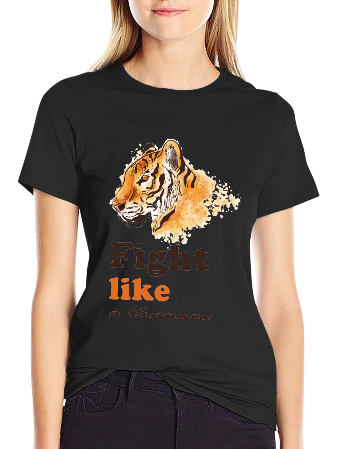 Black Fight Like a Tigress Graphic Tee view 2