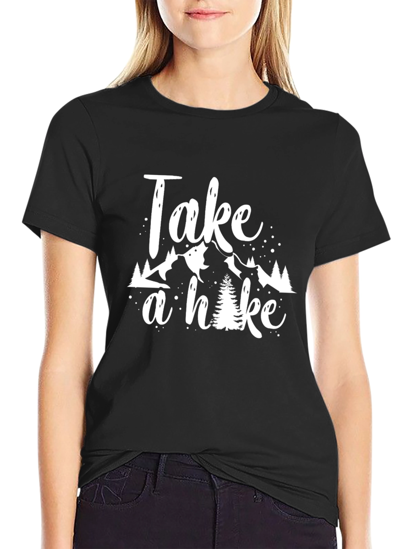 Black Take a Hike Black T-Shirt - Nature Adventure Tee view 2