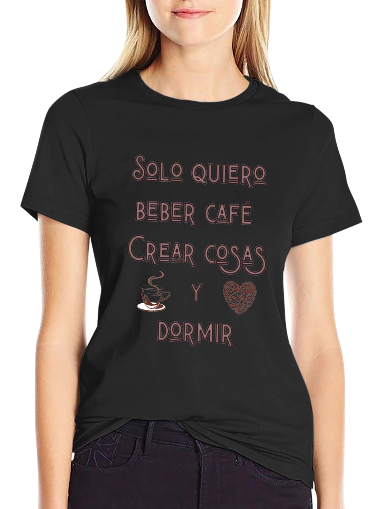 Black Coffee Lover T-Shirt - 'Solo Quiero' Graphic Tee view 2