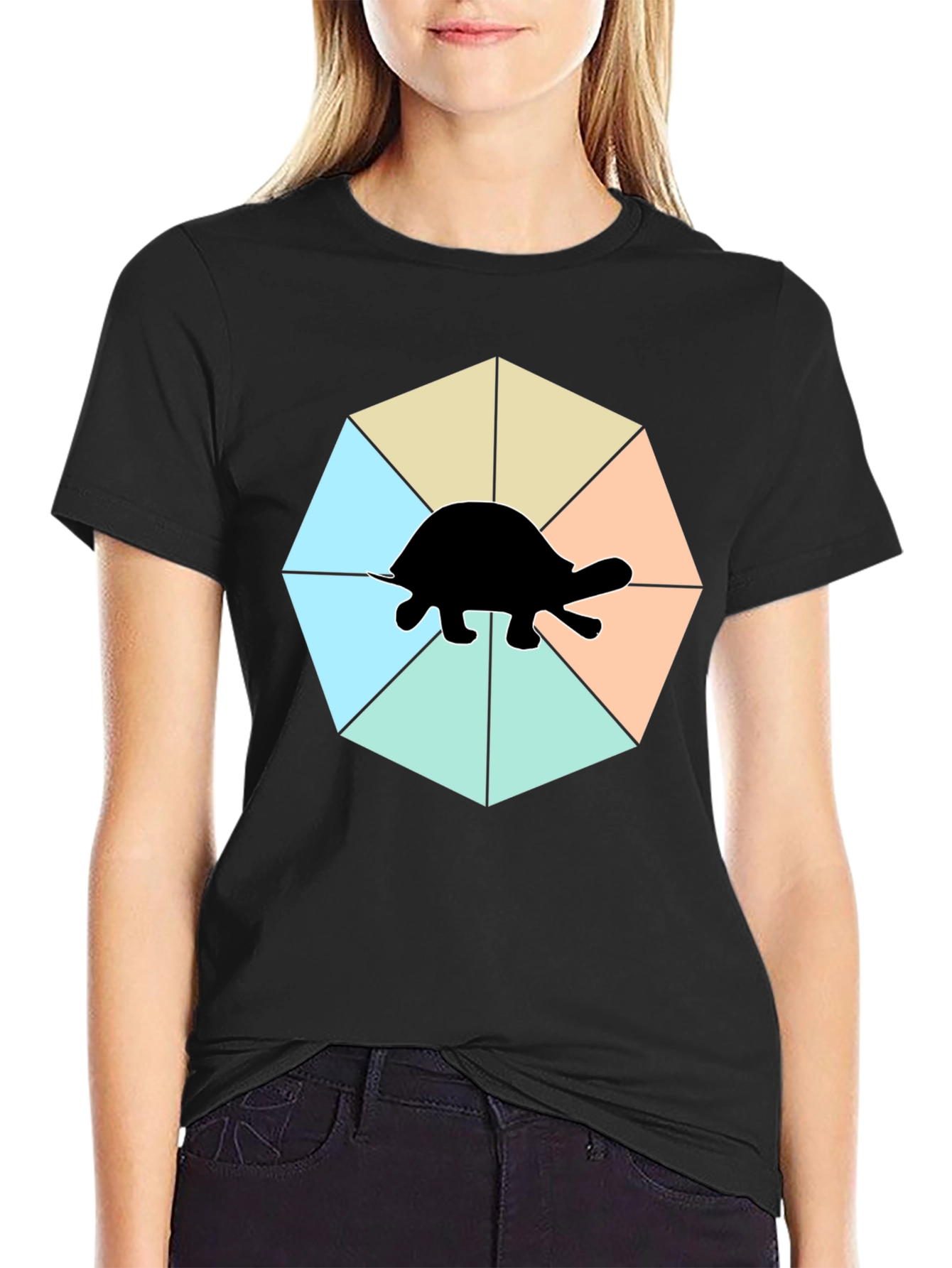 Black Turtle Graphic T-Shirt - Modern Art view 2