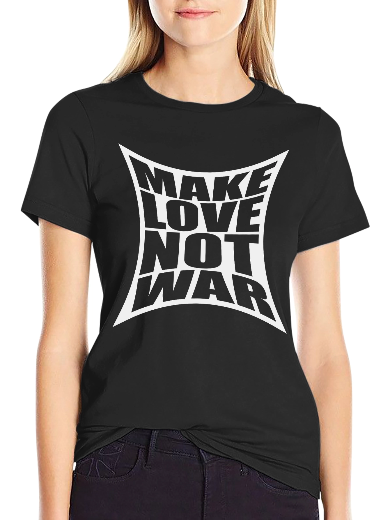 Black Make Love Not War Graphic T-Shirt view 2