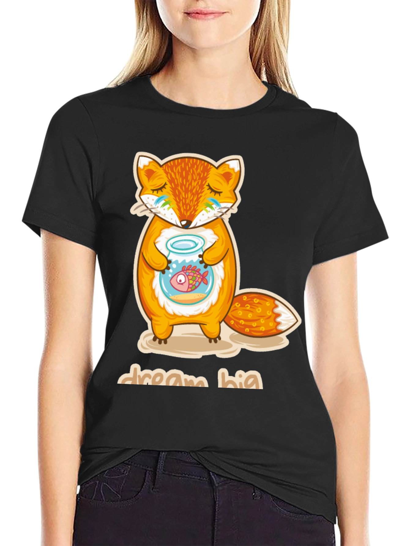 Black Dream Big Fox T-Shirt - Unisex Graphic Tee view 2