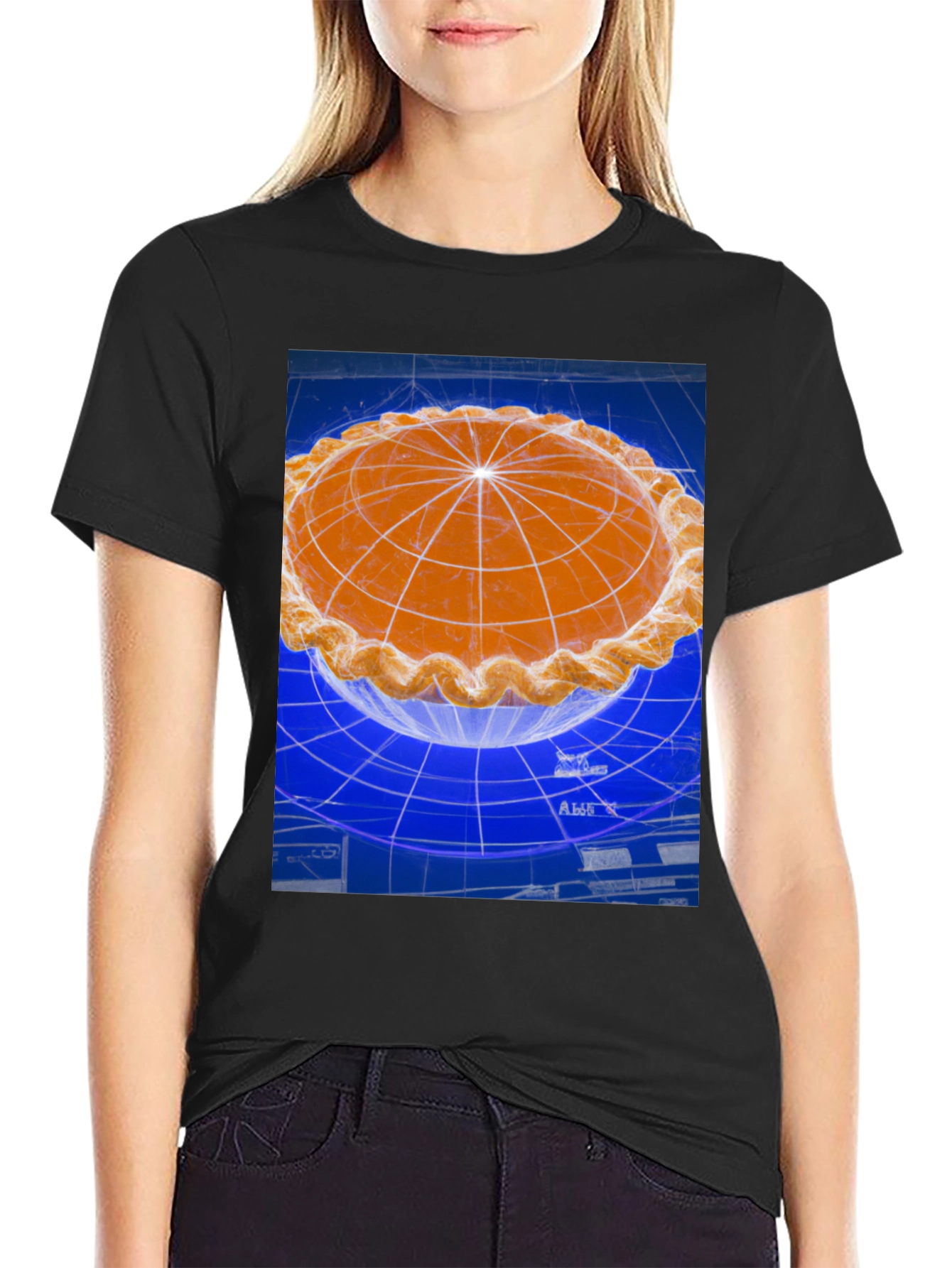 Black Pie Blueprint Graphic T-Shirt view 2