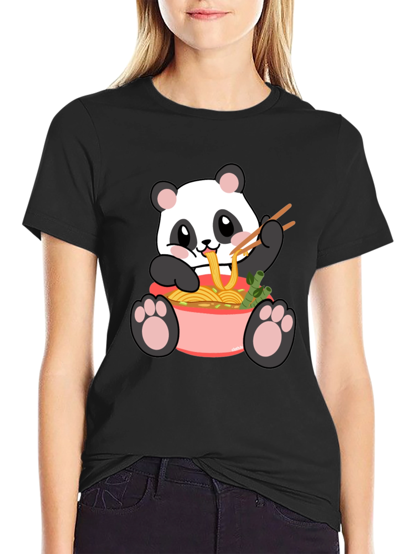Black Panda Ramen Graphic Tee - Kawaii Comfort view 2