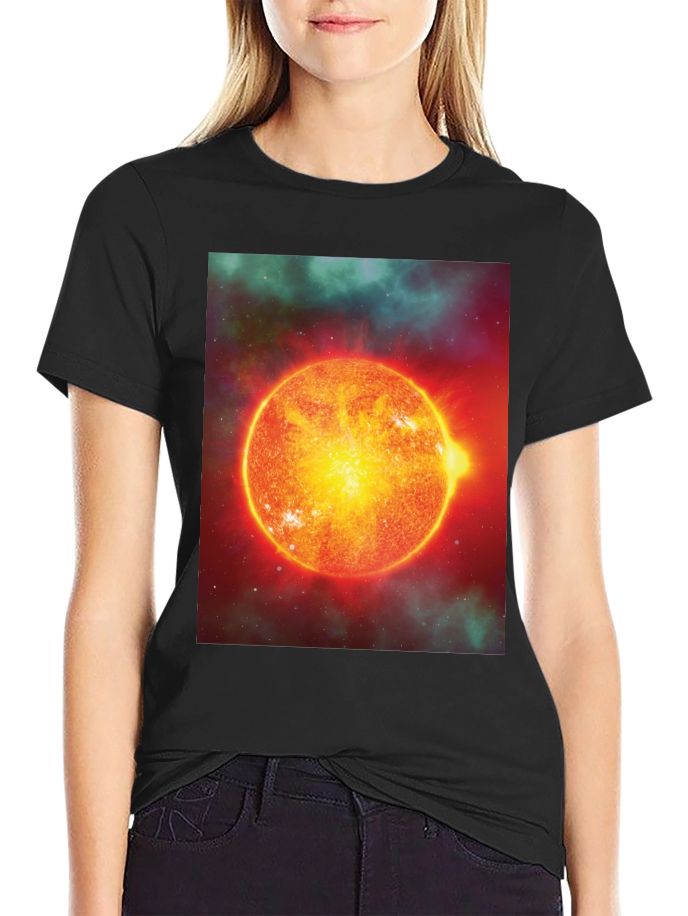 Black Solar System T-Shirt - Black Cotton Blend view 2