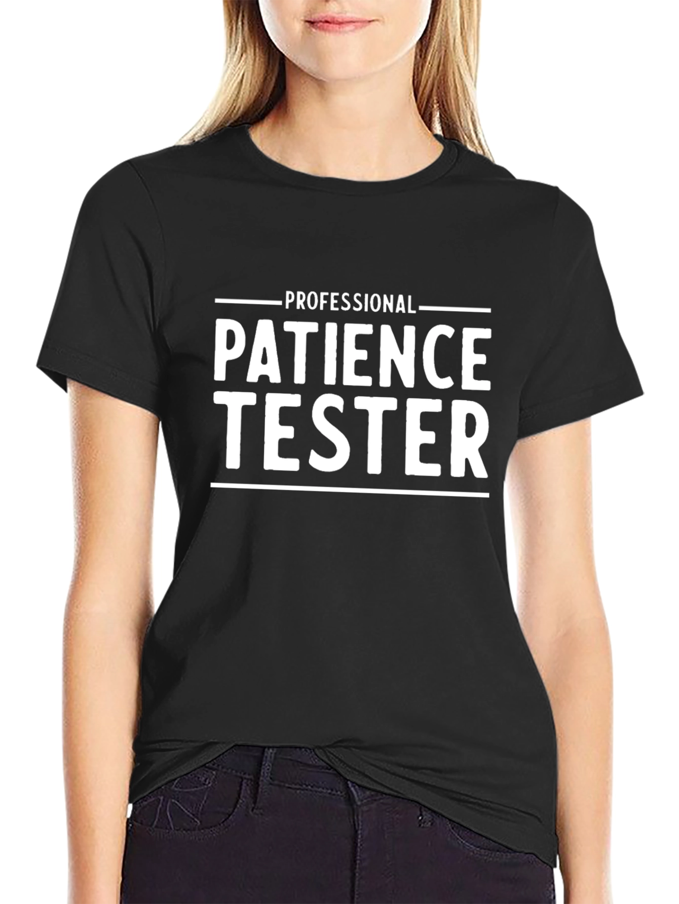 Black Professional Patience Tester T-Shirt, Black view 2
