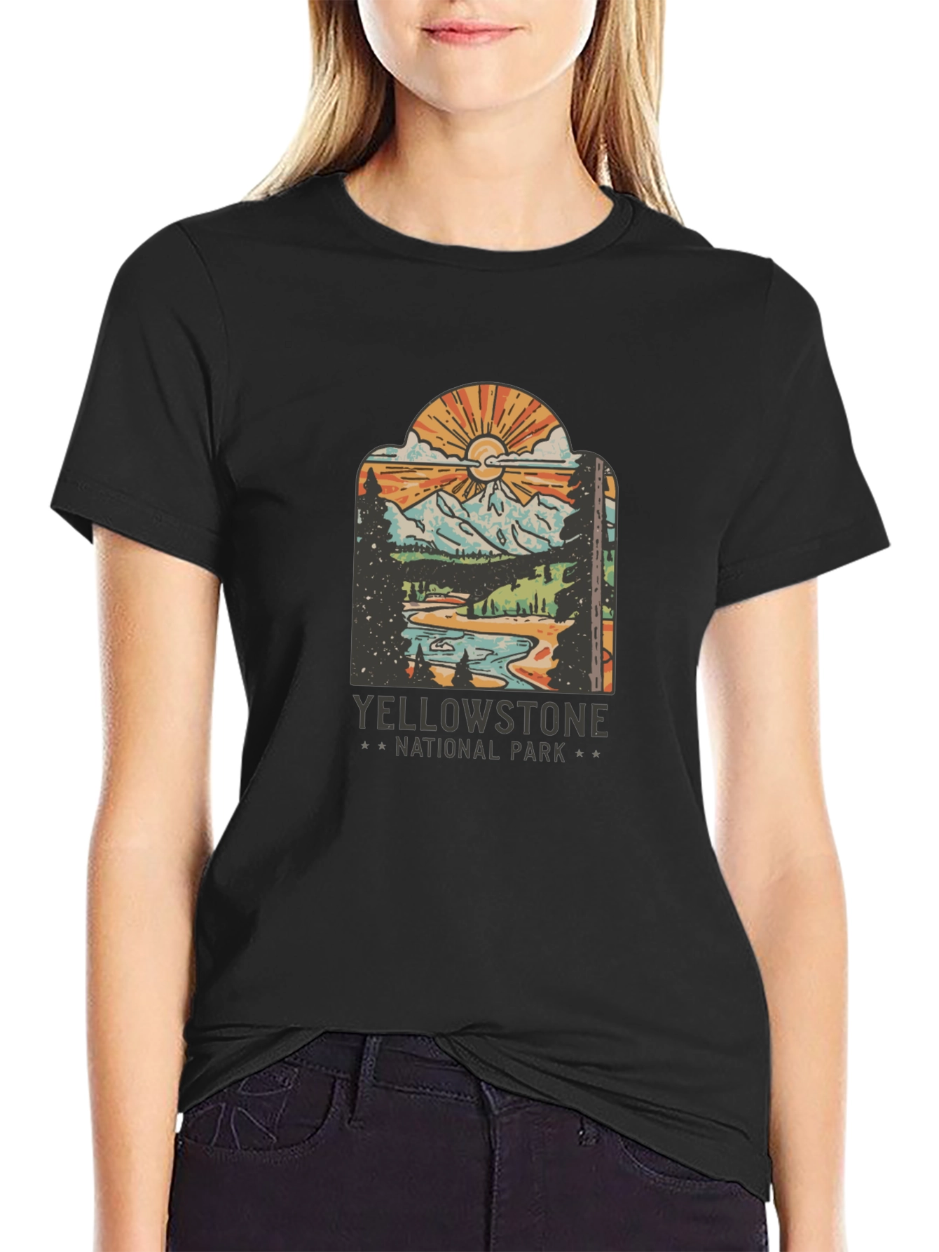 Black Yellowstone National Park Graphic Tee view 2