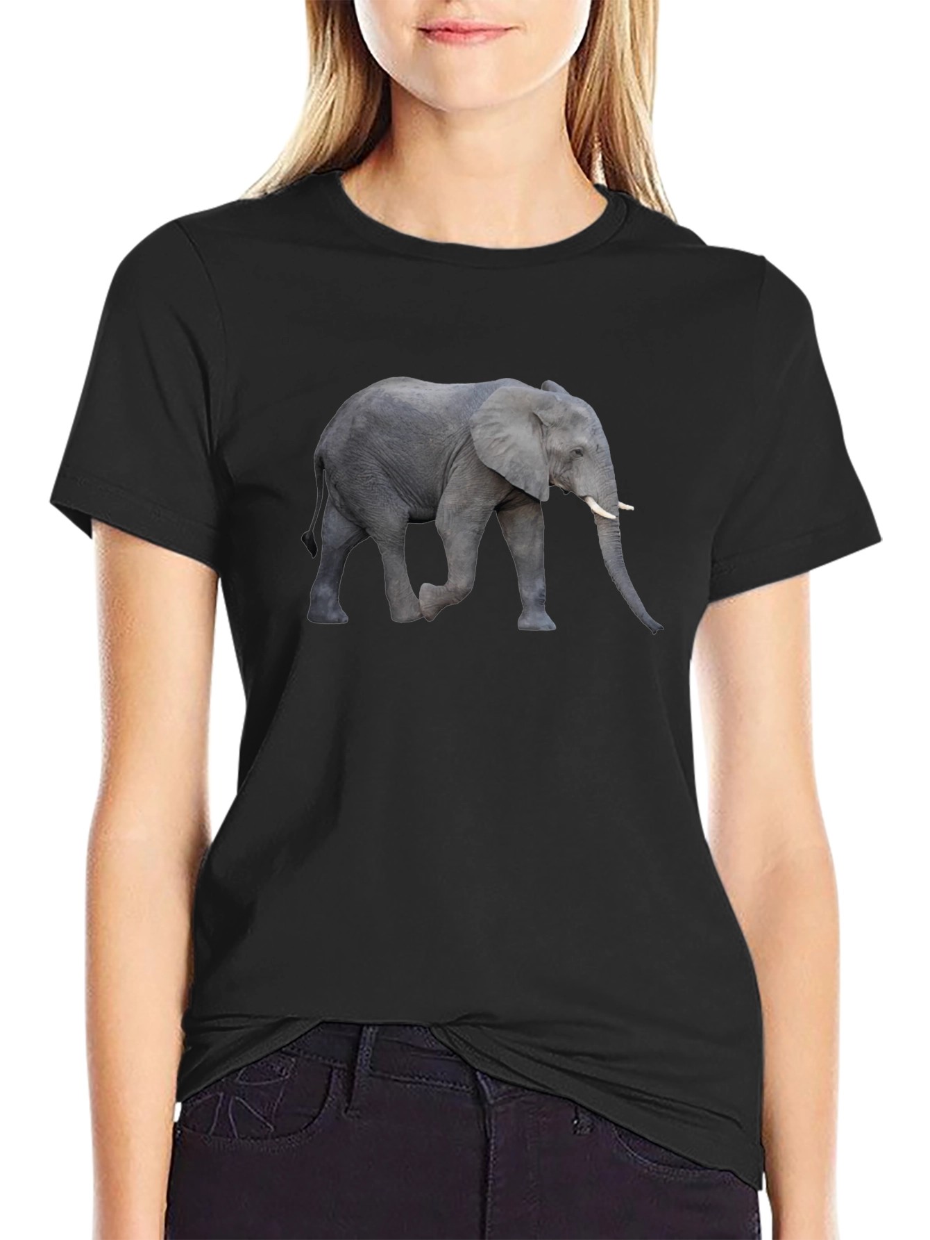 Black Elephant Graphic Black T-Shirt view 2