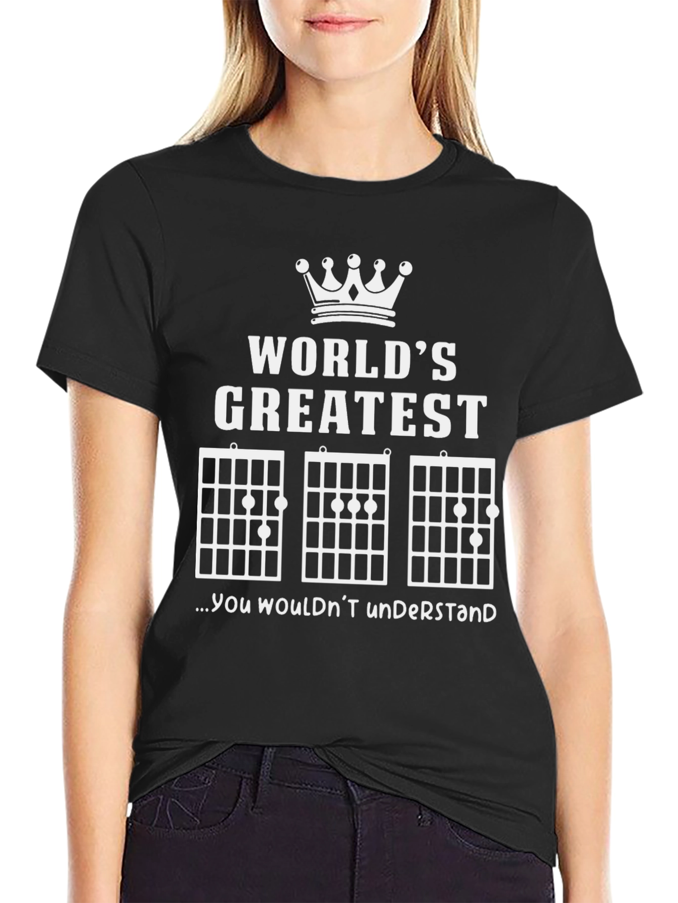 Black World's Greatest Guitar Chords T-Shirt view 2