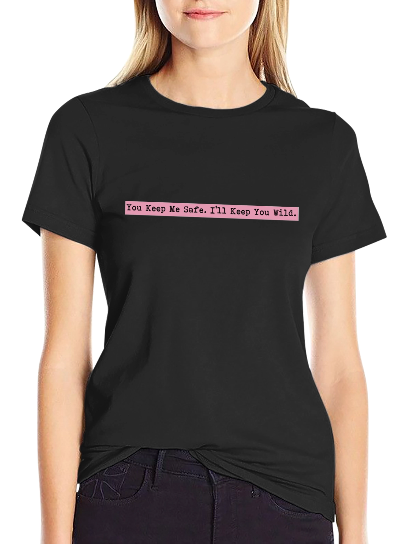 Black You Keep Me Safe Tee - Trendy Graphic T-Shirt view 2