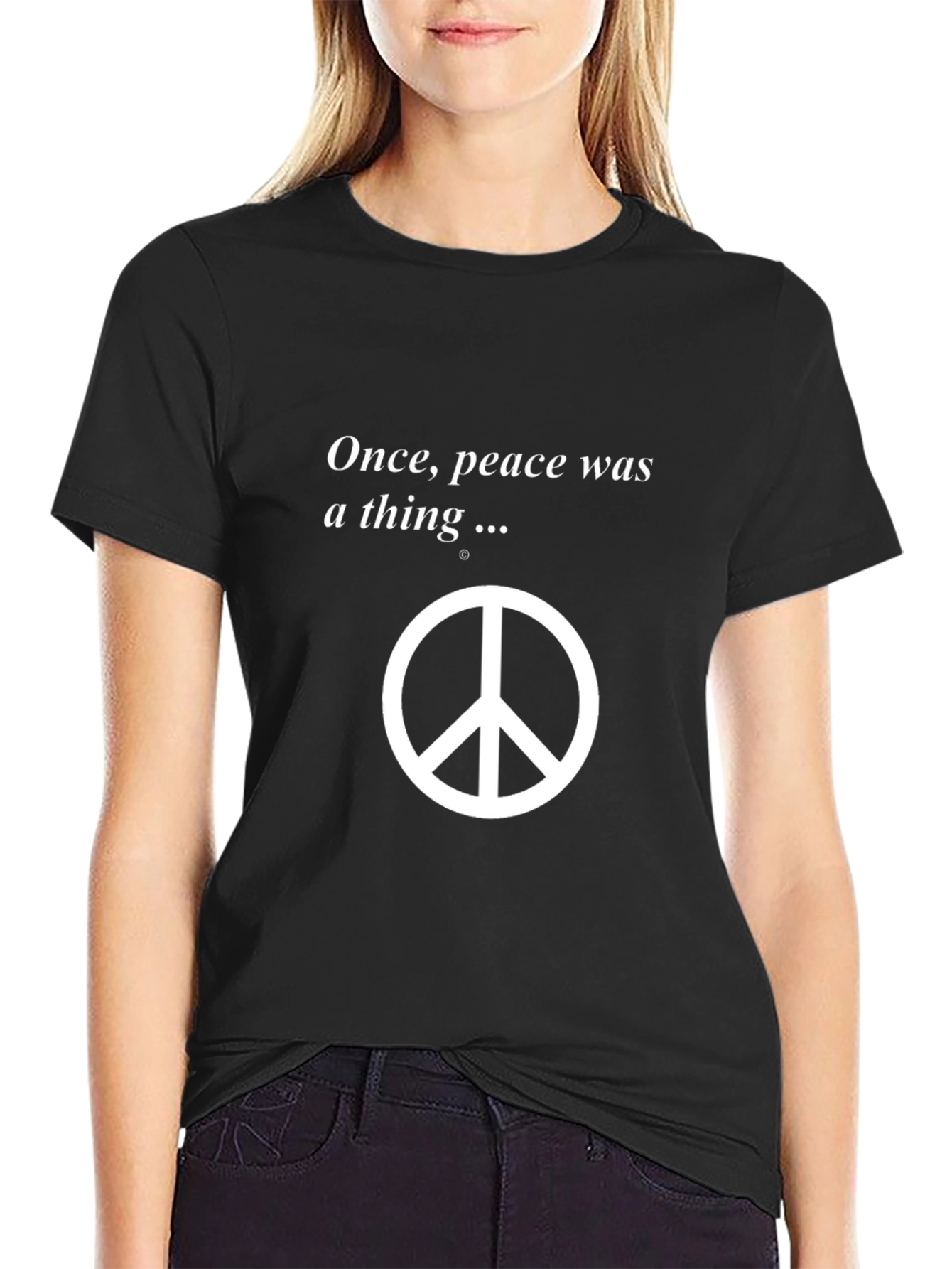 Black Peace Symbol T-Shirt - Once, Peace Was a Thing view 2