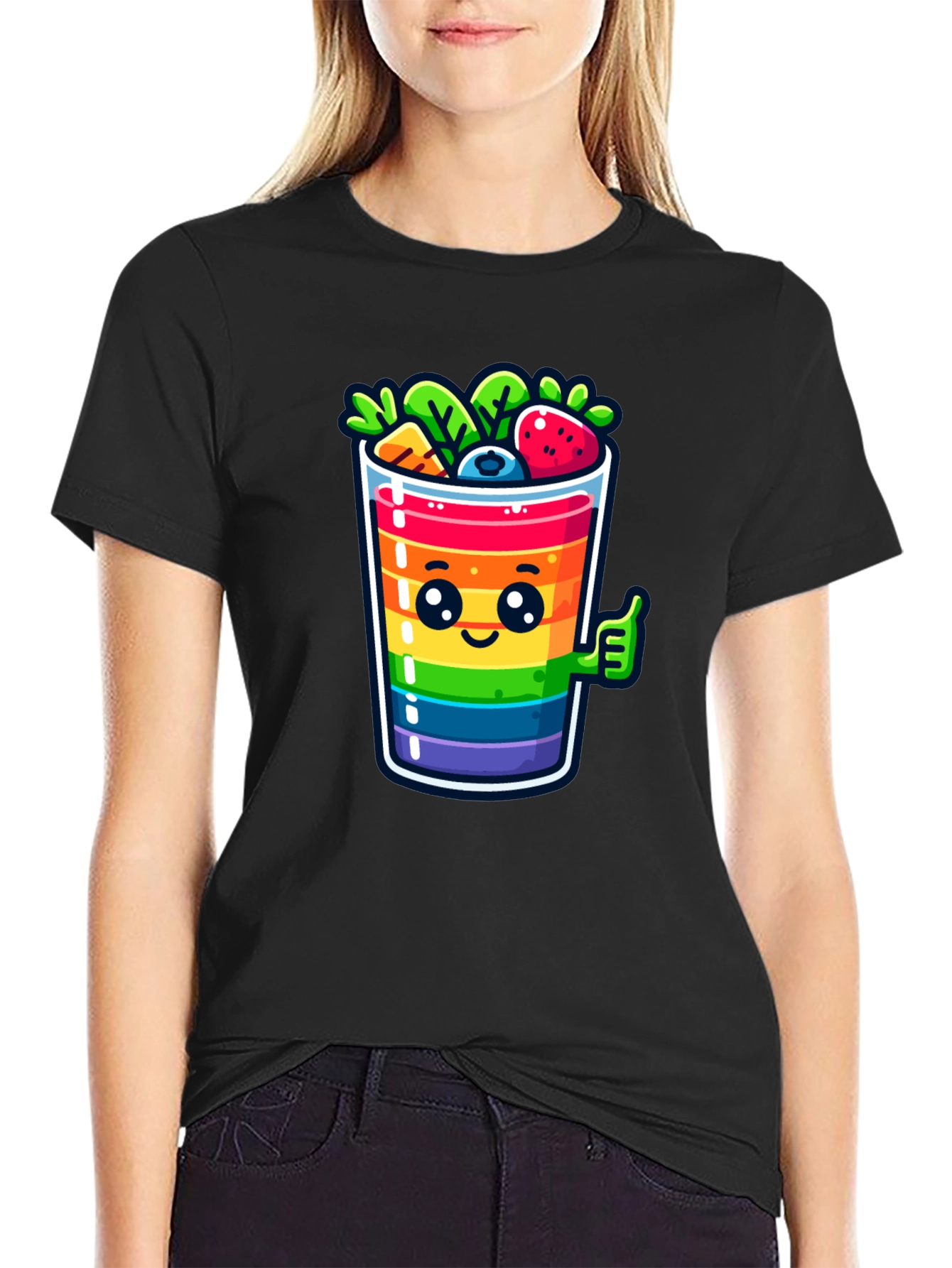Black Rainbow Smoothie T-Shirt view 2