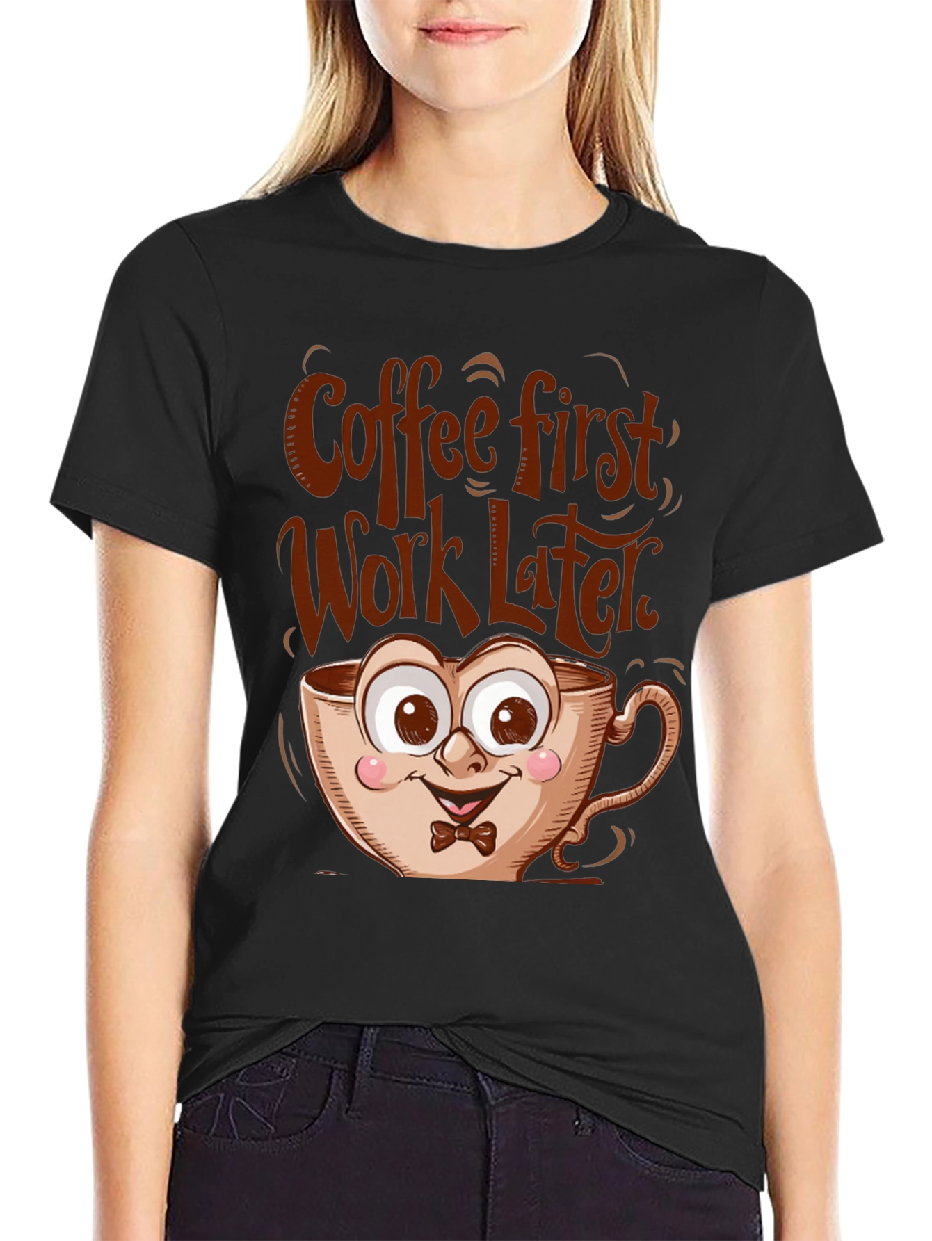 Black Coffee First Funny T-Shirt view 2