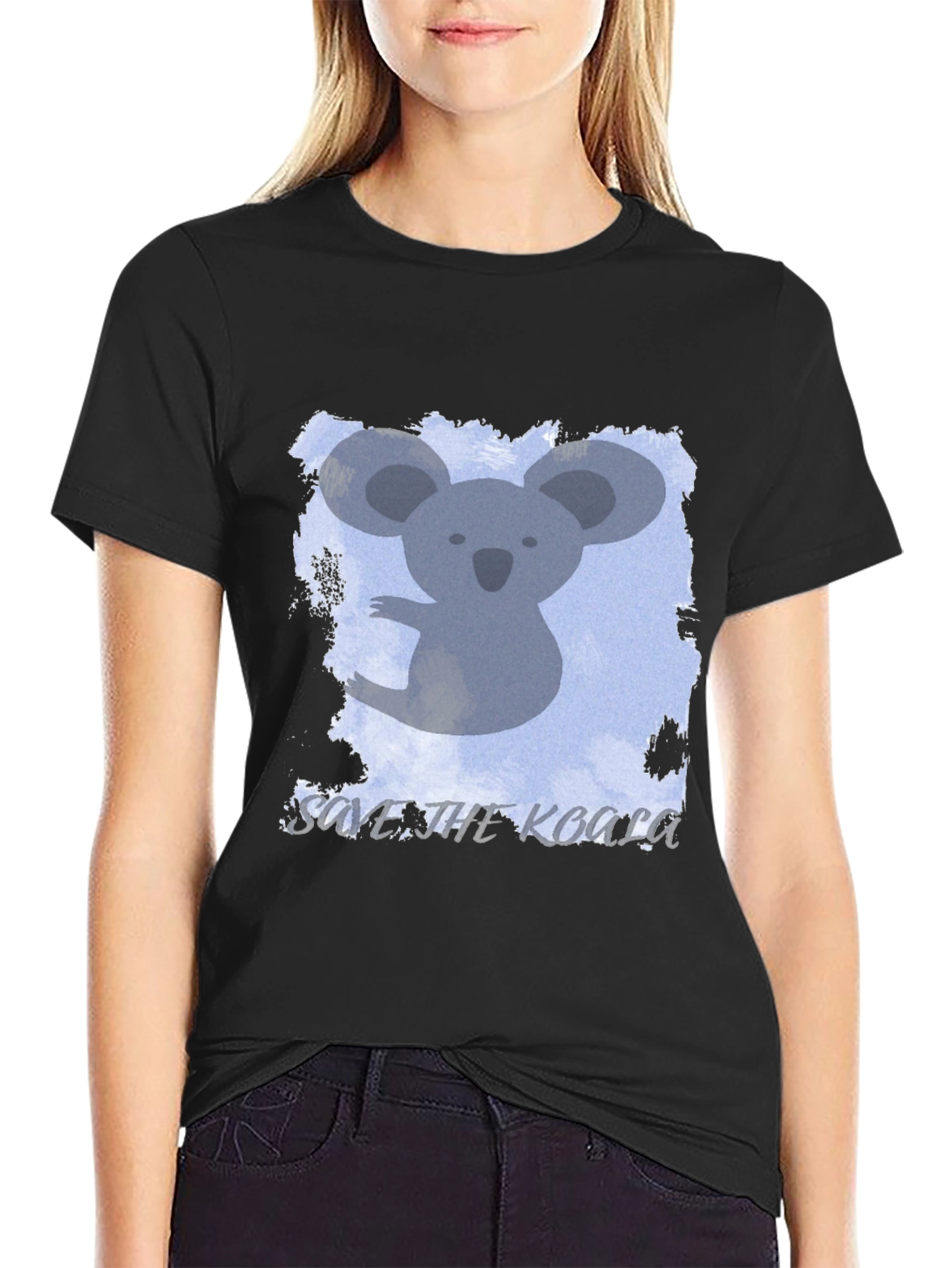 Black Save the Koala Graphic Tee - Black Crew Neck T-Shirt view 2