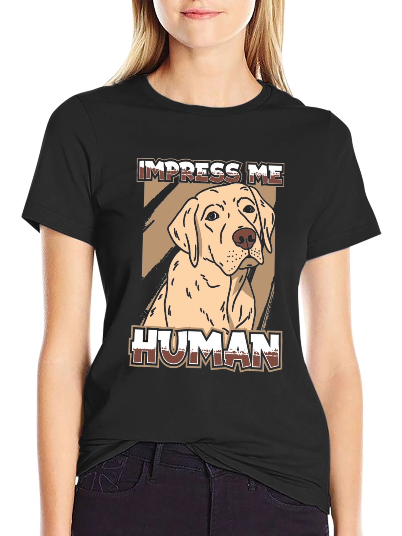 Black Impress Me Human Dog Graphic Tee - Black view 2