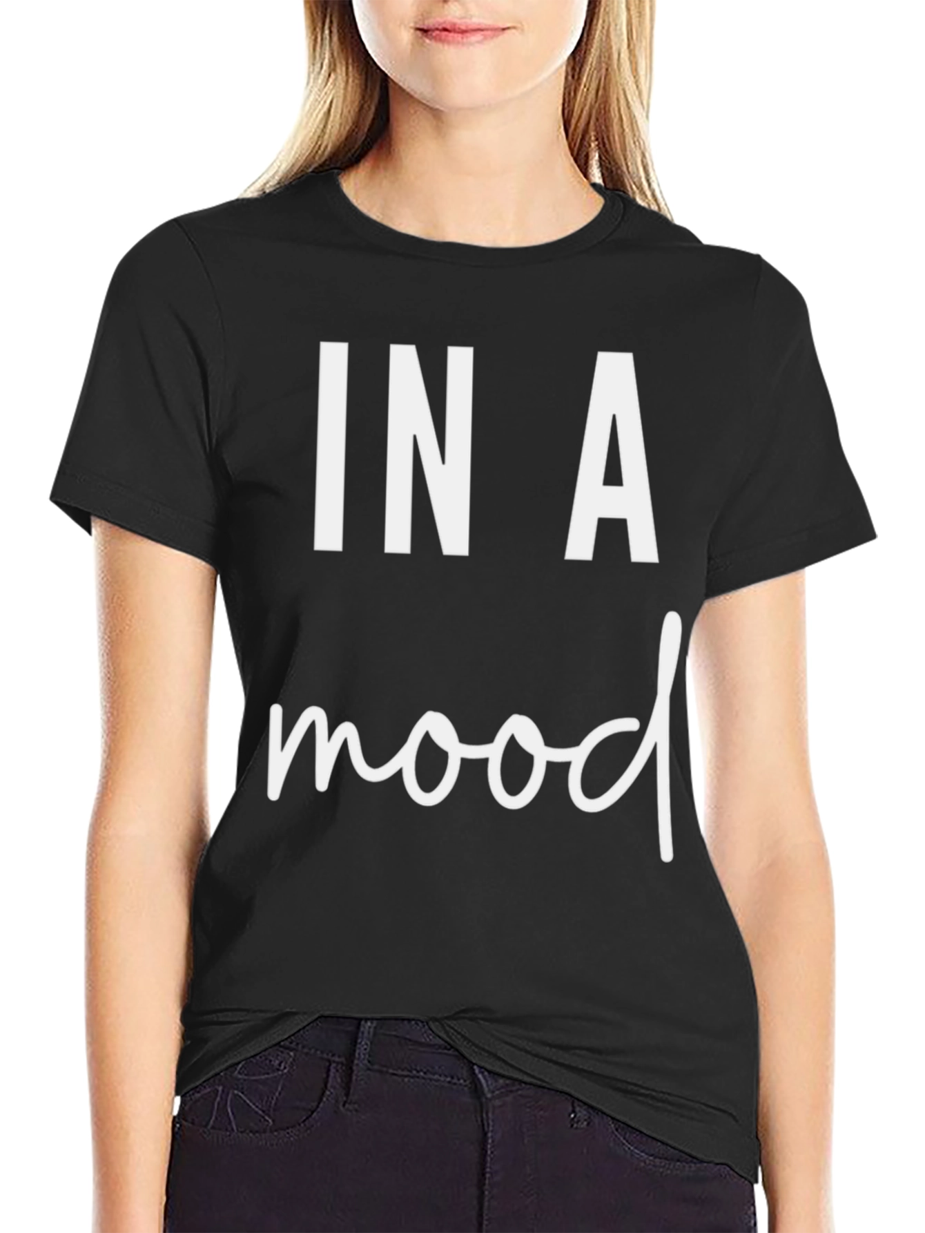 Black In a Mood Graphic Tee - Soft Cotton Blend T-Shirt view 2