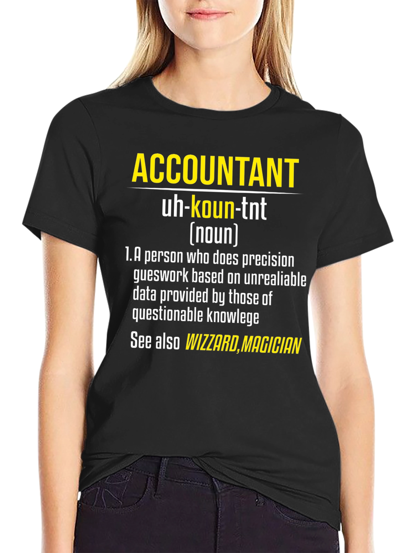 Black Accountant Definition T-Shirt - Funny Profession Tee view 2