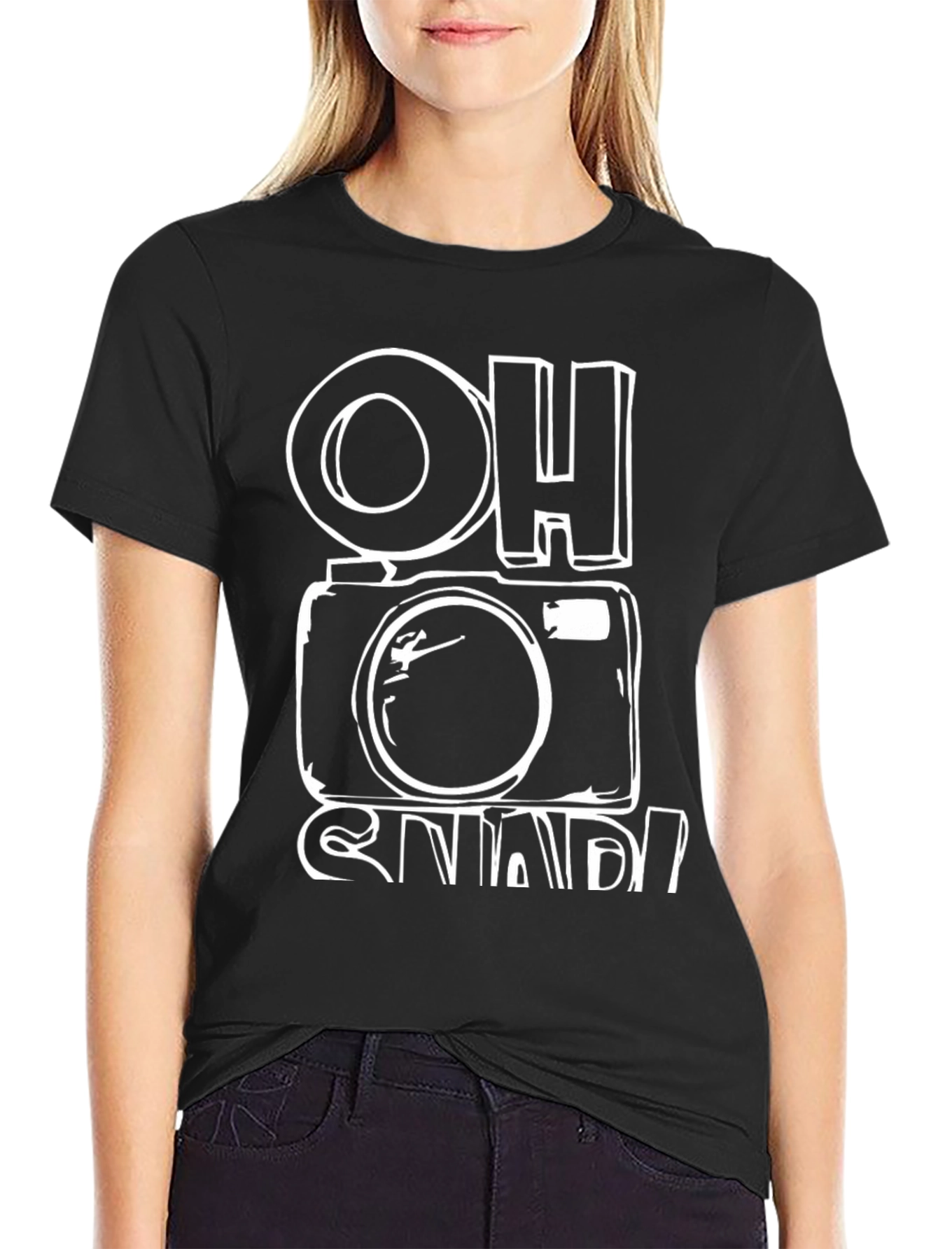 Black Oh Snap Camera Graphic Tee - Black view 2