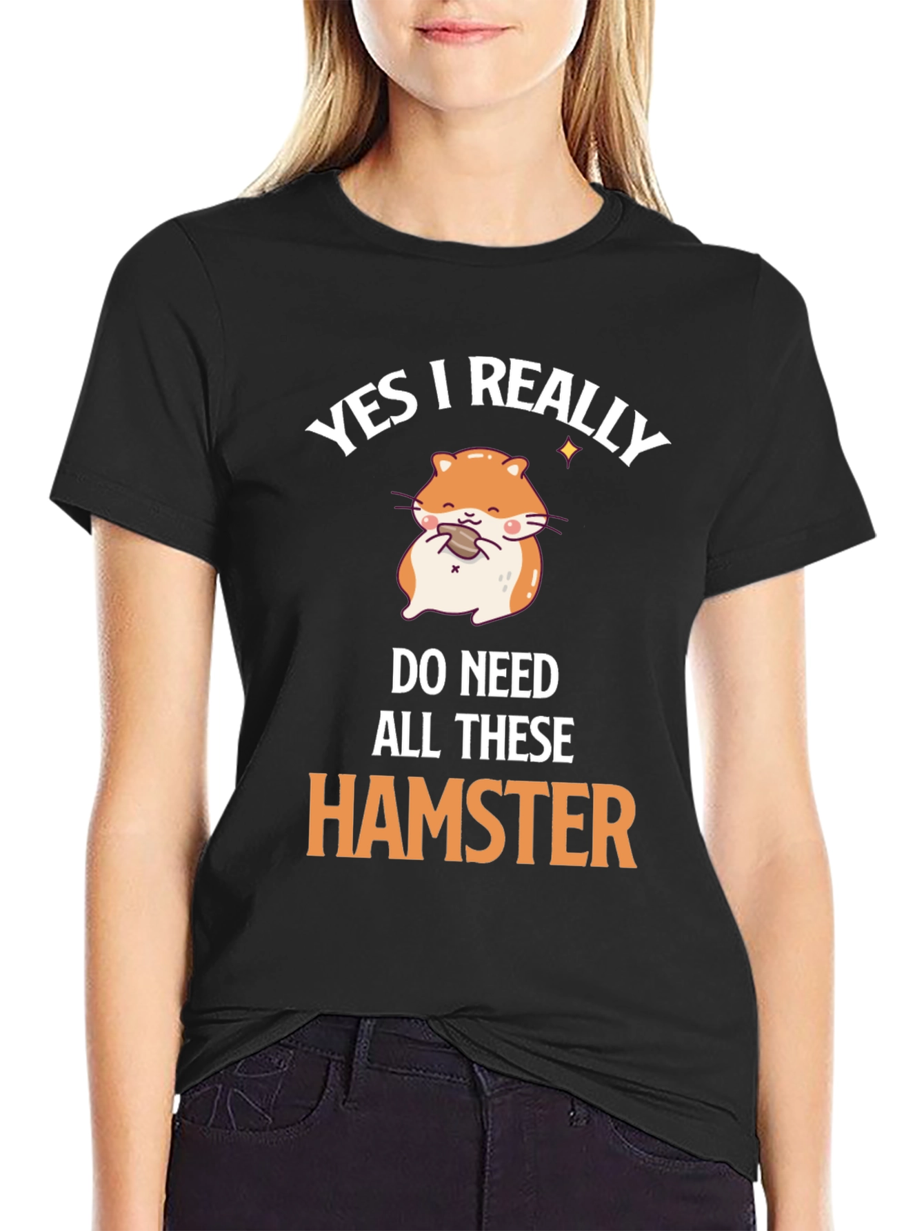 Black Funny Hamster T-Shirt - I Really Do Need All These Hamsters view 2