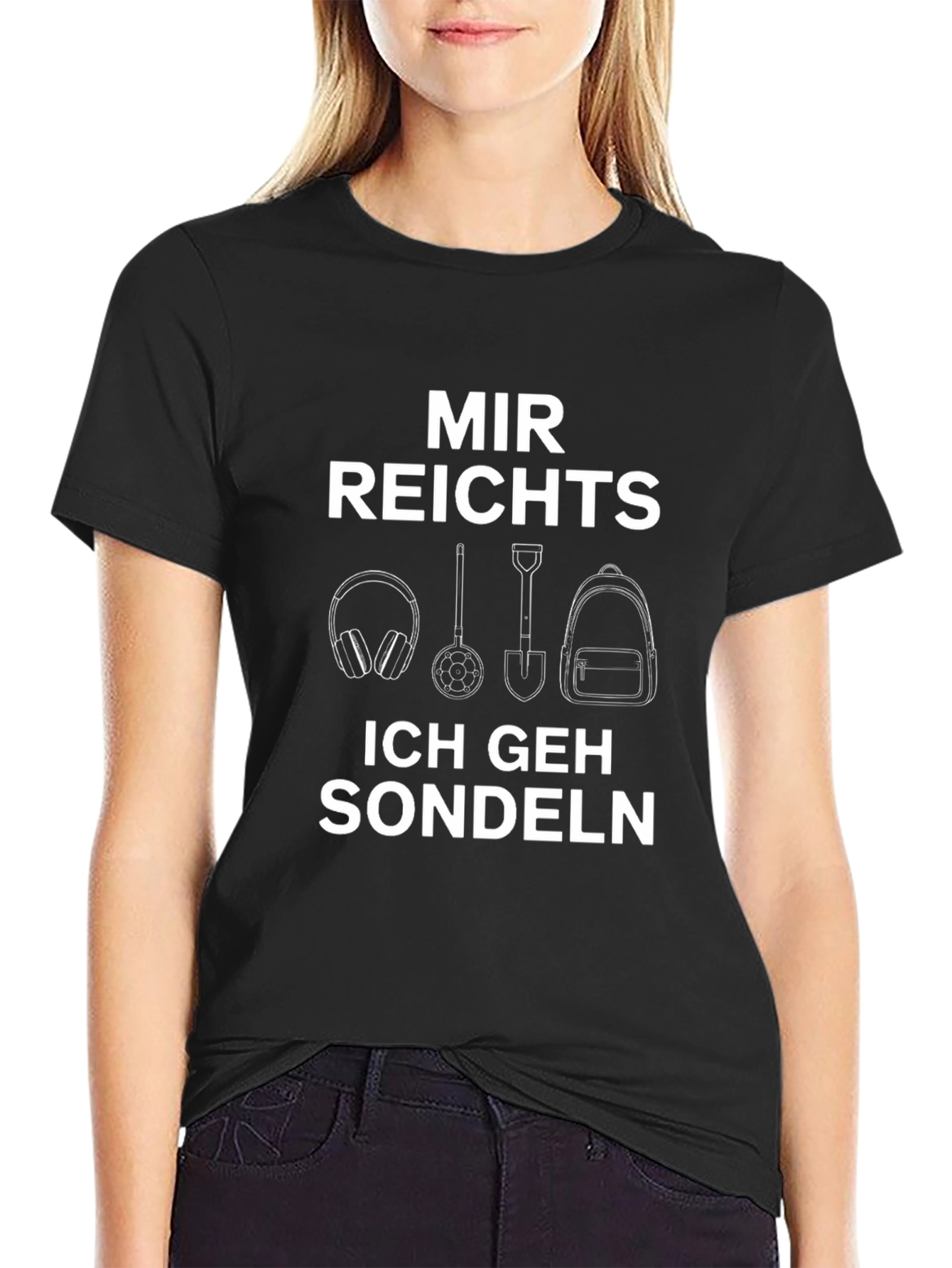 Black Mir Reichts Ich Geh Sondeln Black Graphic Tee view 2