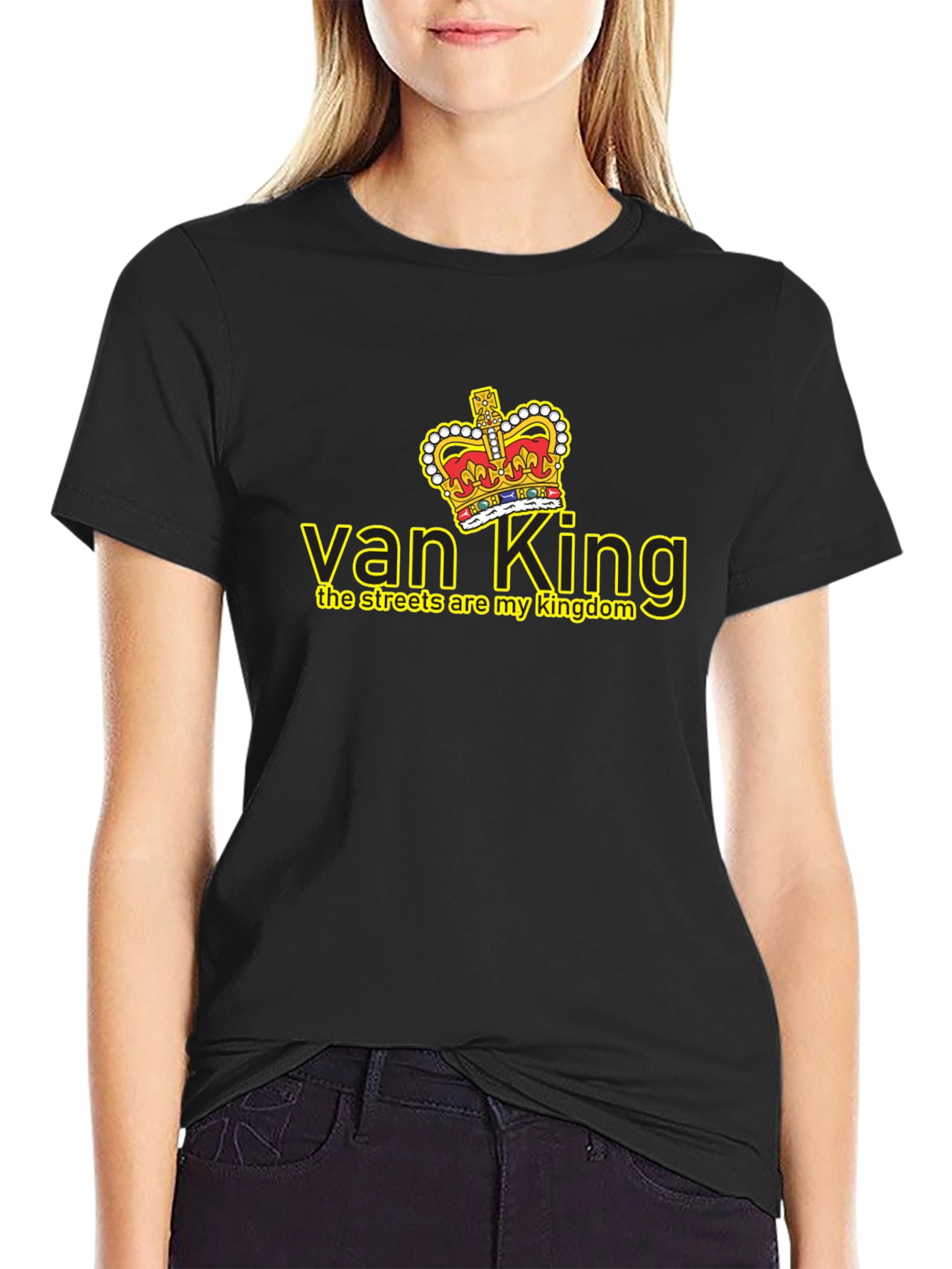 Black Van King Graphic Tee - Black Crew Neck T-Shirt view 2