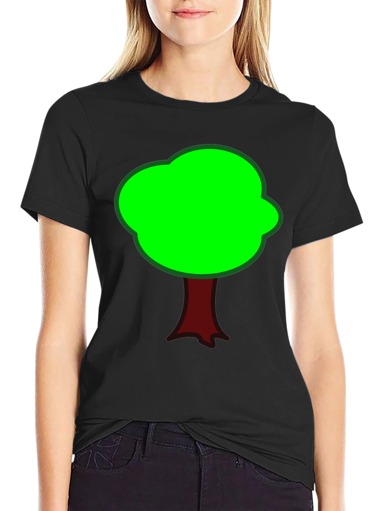 Black Fun Tree Graphic Tee - Black Cotton T-Shirt view 2