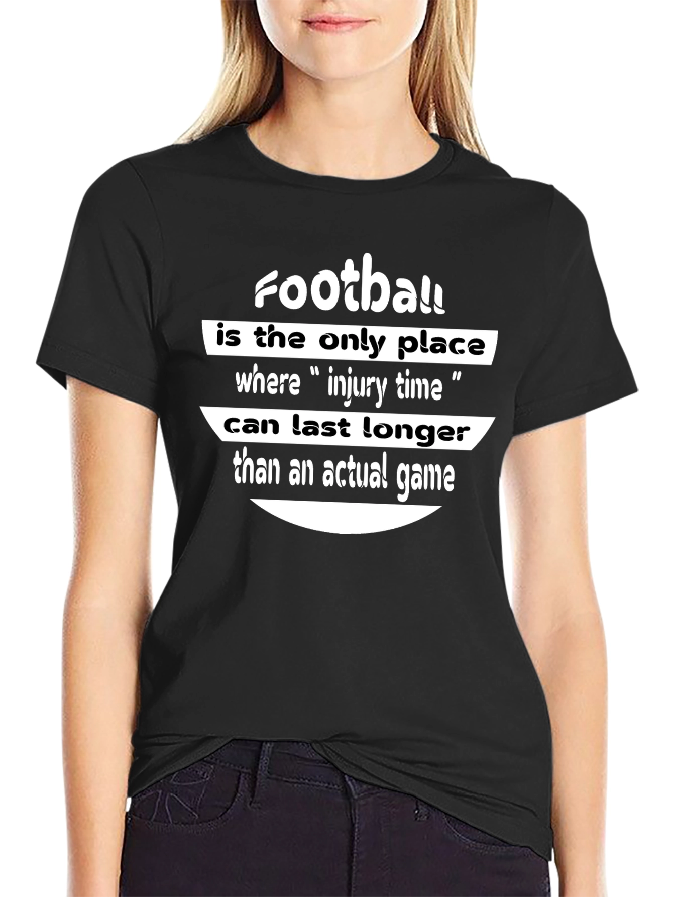 Black Funny Football Injury Time T-Shirt view 2