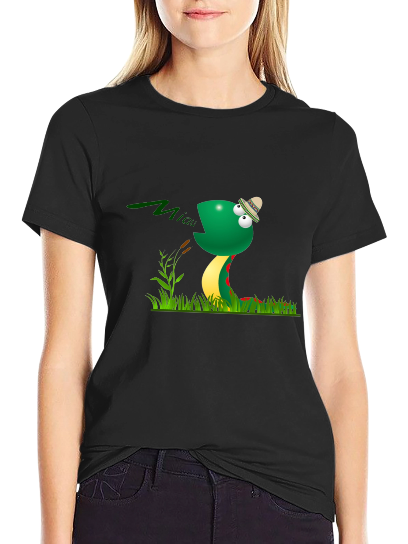 Black Cartoon Snake T-Shirt view 2
