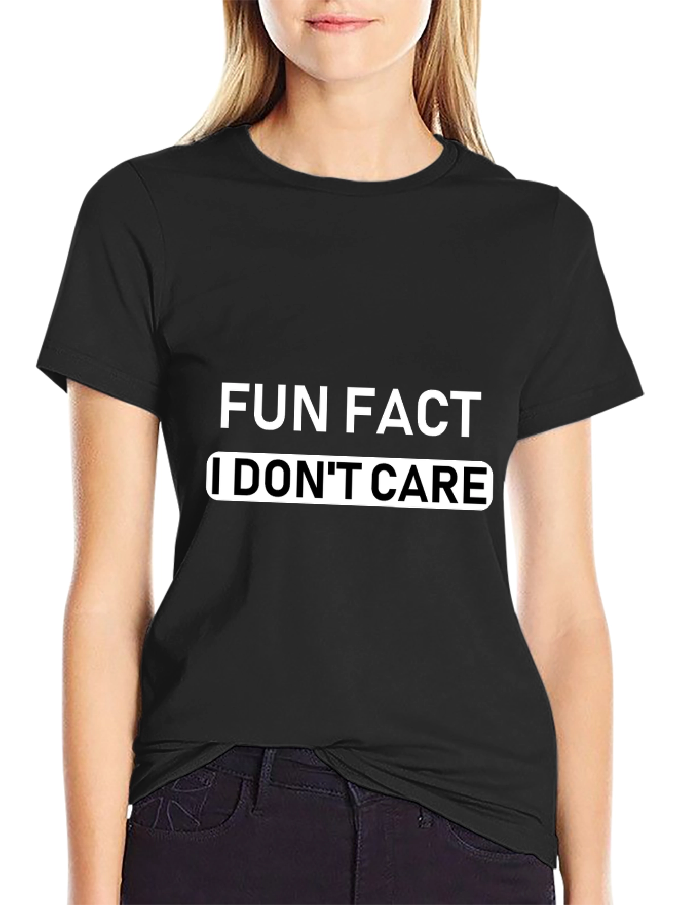 Black Fun Fact I Don't Care Graphic T-Shirt view 2
