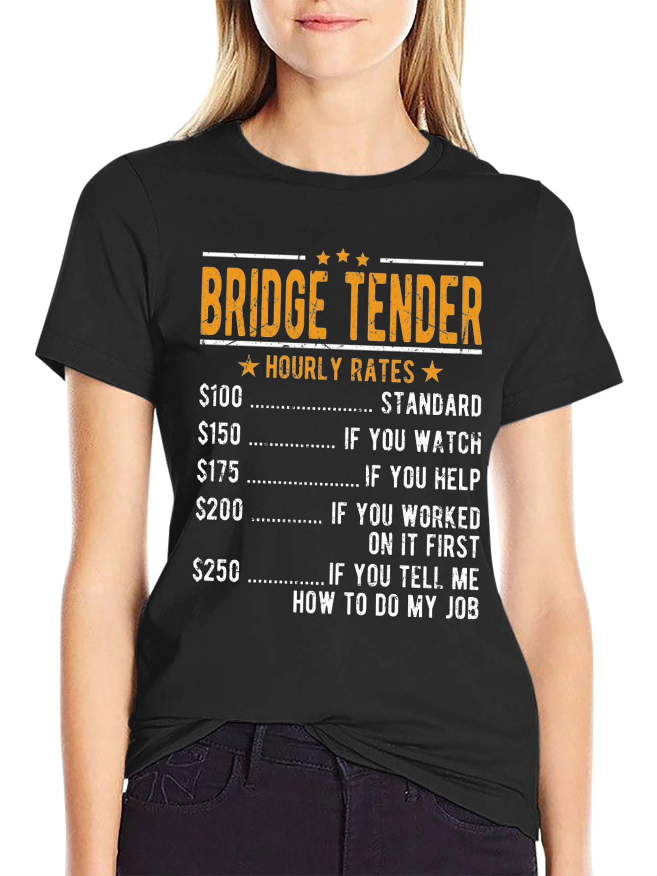 Black Bridge Tender Hourly Rates Graphic T-Shirt view 2