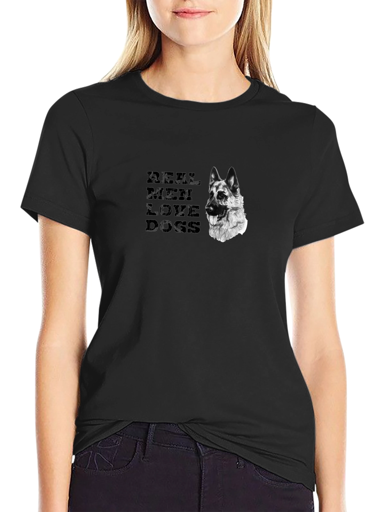 Black Real Men Love Dogs Graphic Tee view 2