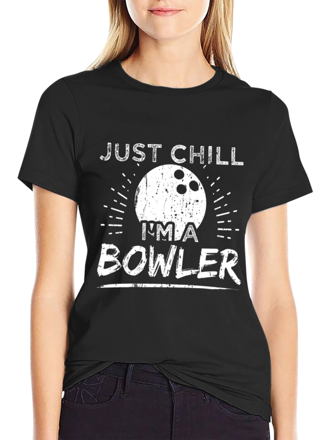 Black Just Chill I'm a Bowler T-Shirt - Black view 2