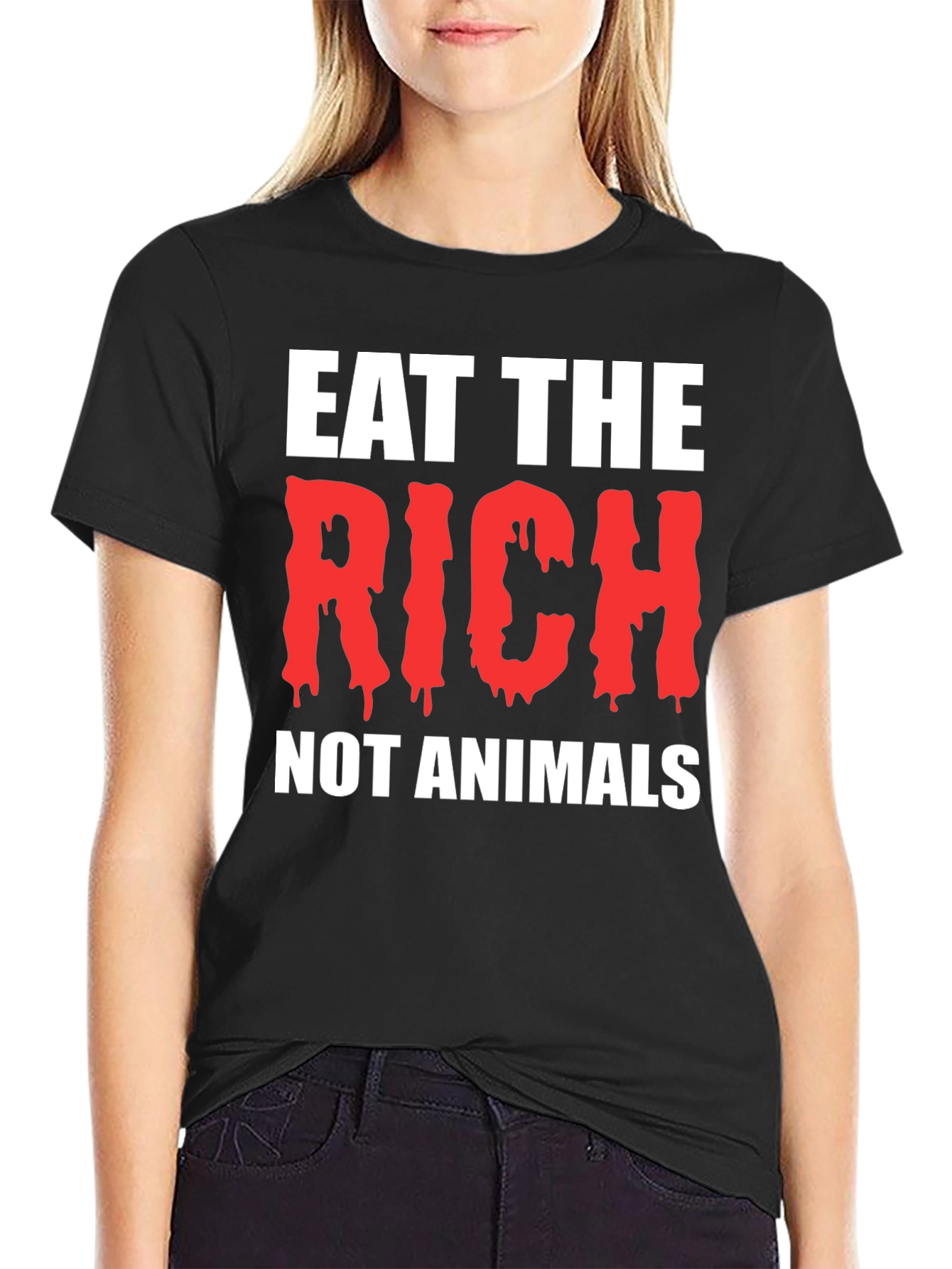 Black Eat The Rich Black T-Shirt view 2
