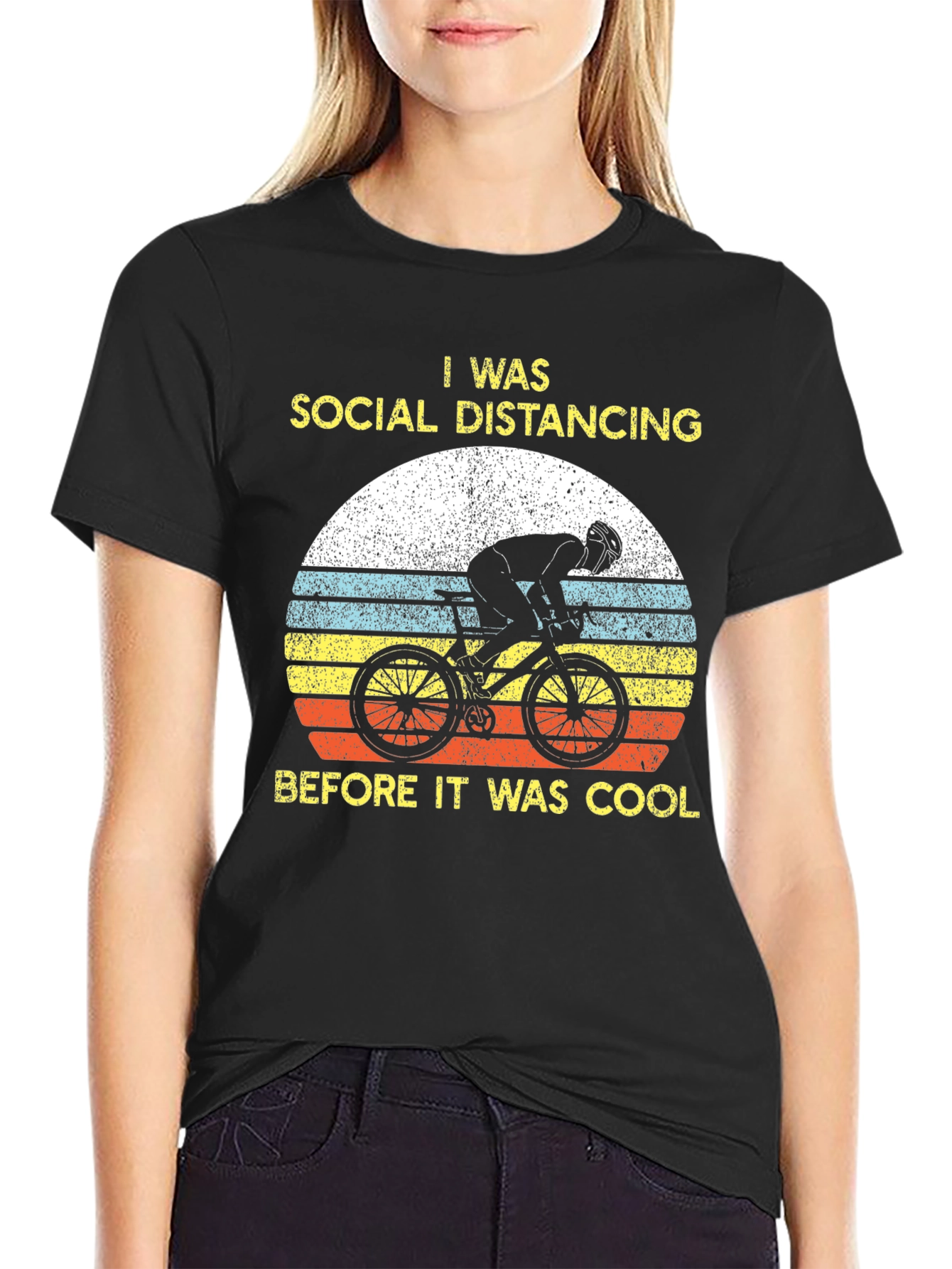 Black Social Distancing Biker T-Shirt view 2
