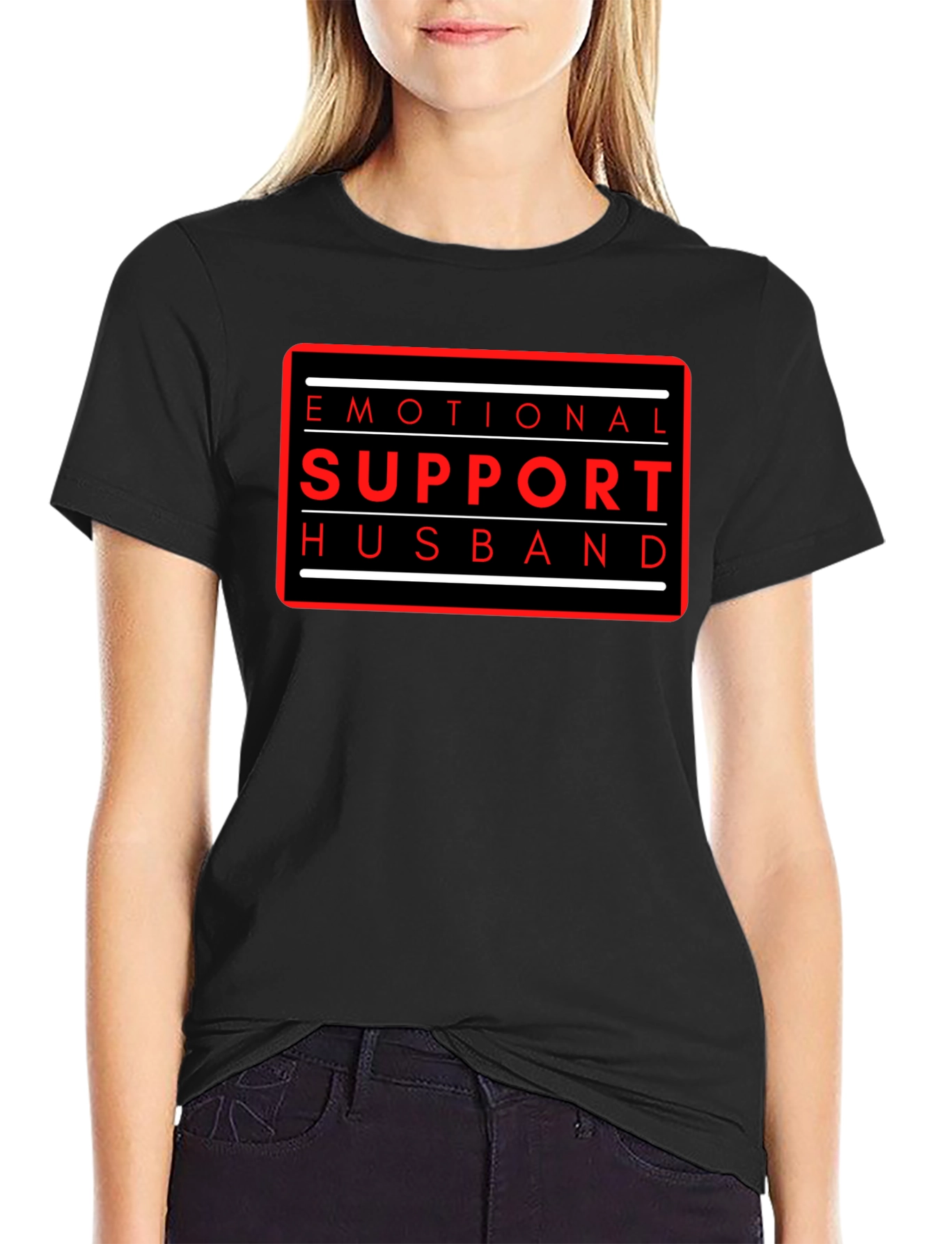 Black Emotional Support Husband Graphic Tee view 2