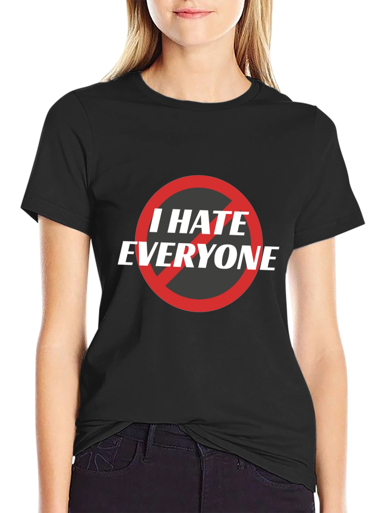 Black I Hate Everyone Graphic Tee - Unisex Black T-Shirt view 2