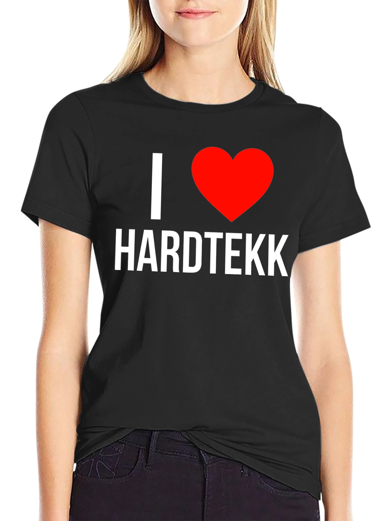 Black I Heart Hardtekk Black T-Shirt - Music Lover Tee view 2