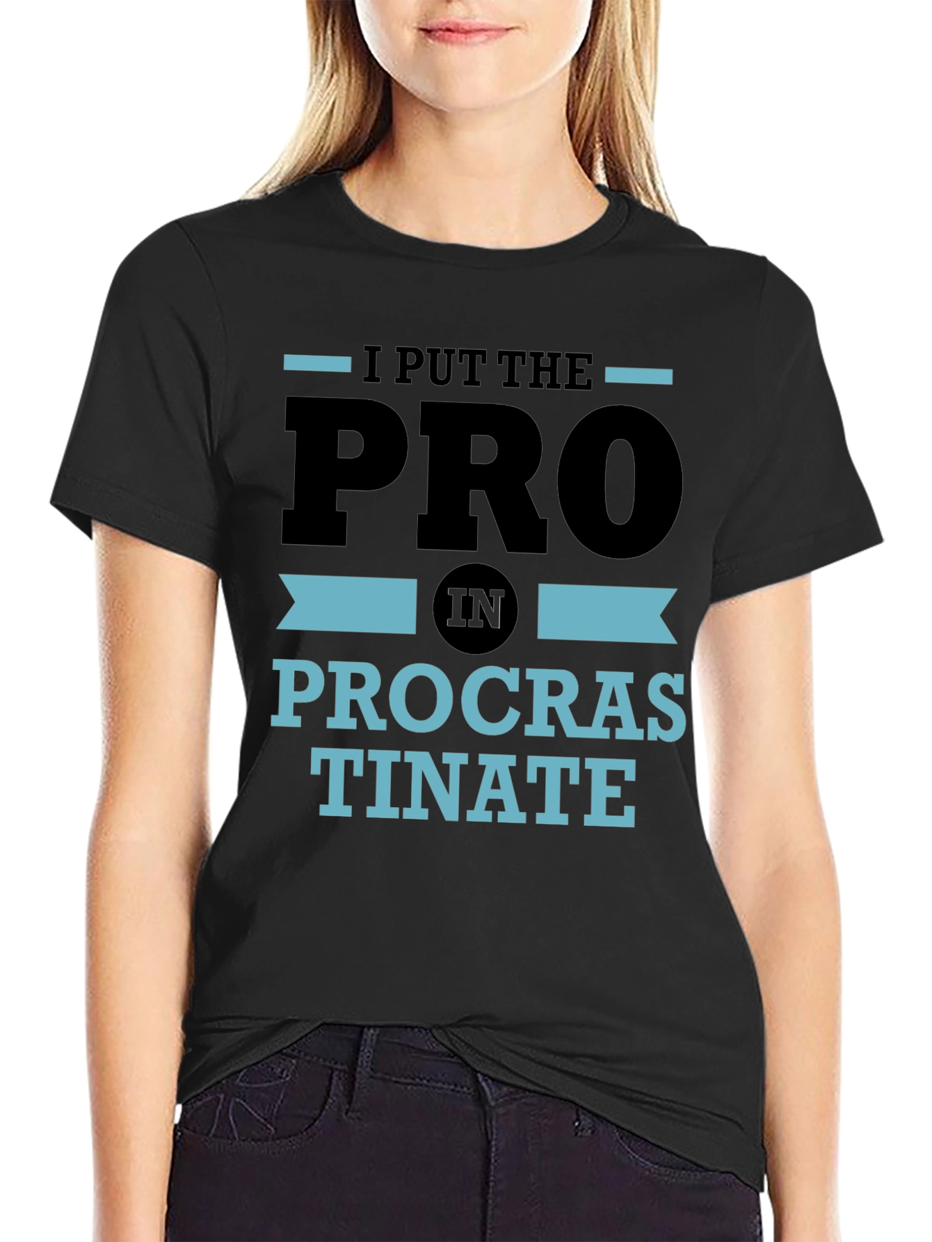 Black Procrastinate T-Shirt - Funny Graphic Tee view 2