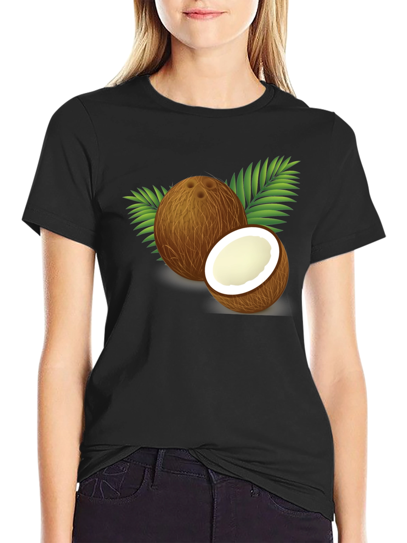 Black Coconut Graphic Tee - Tropical Summer Vibes view 2