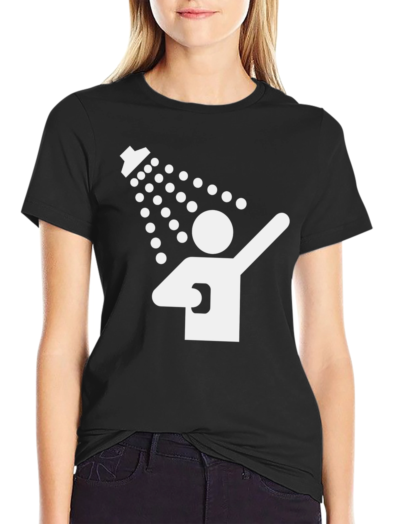 Black Funny Shower T-Shirt - Clean Humor Tee view 2