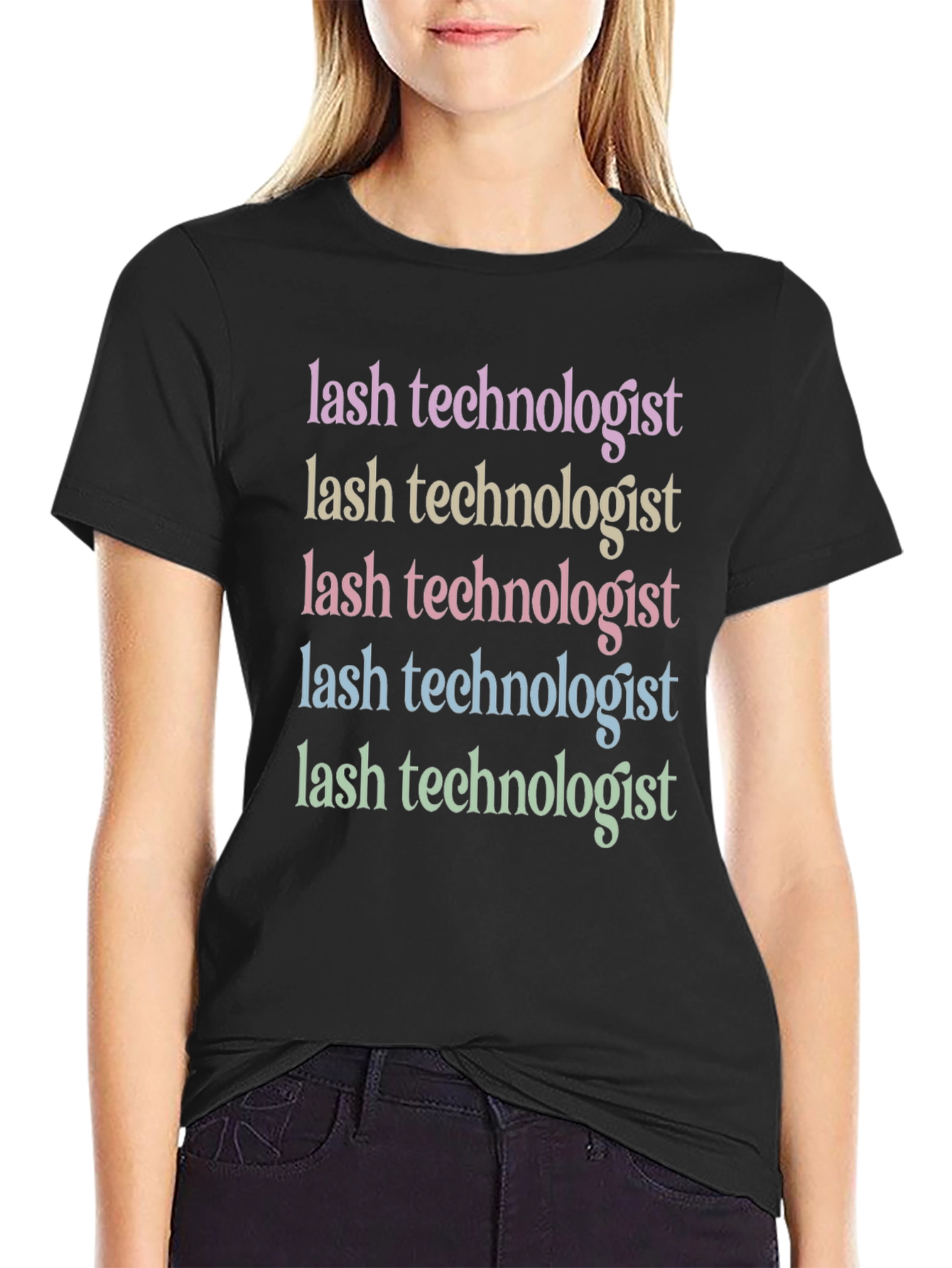 Black Lash Technologist Colorful T-Shirt view 2