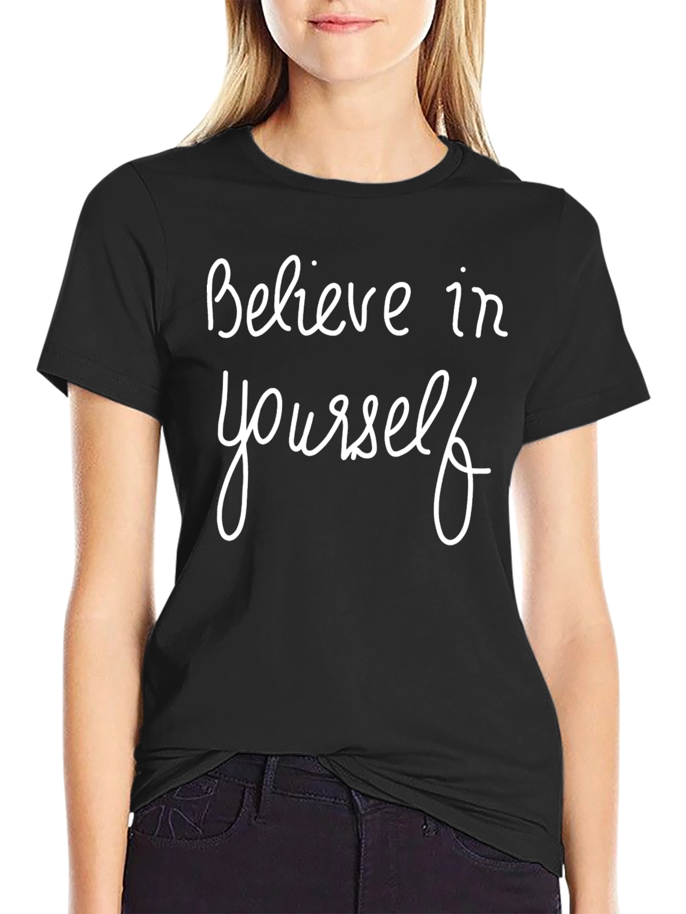 Black Believe In Yourself T-Shirt - Motivational Tee view 2