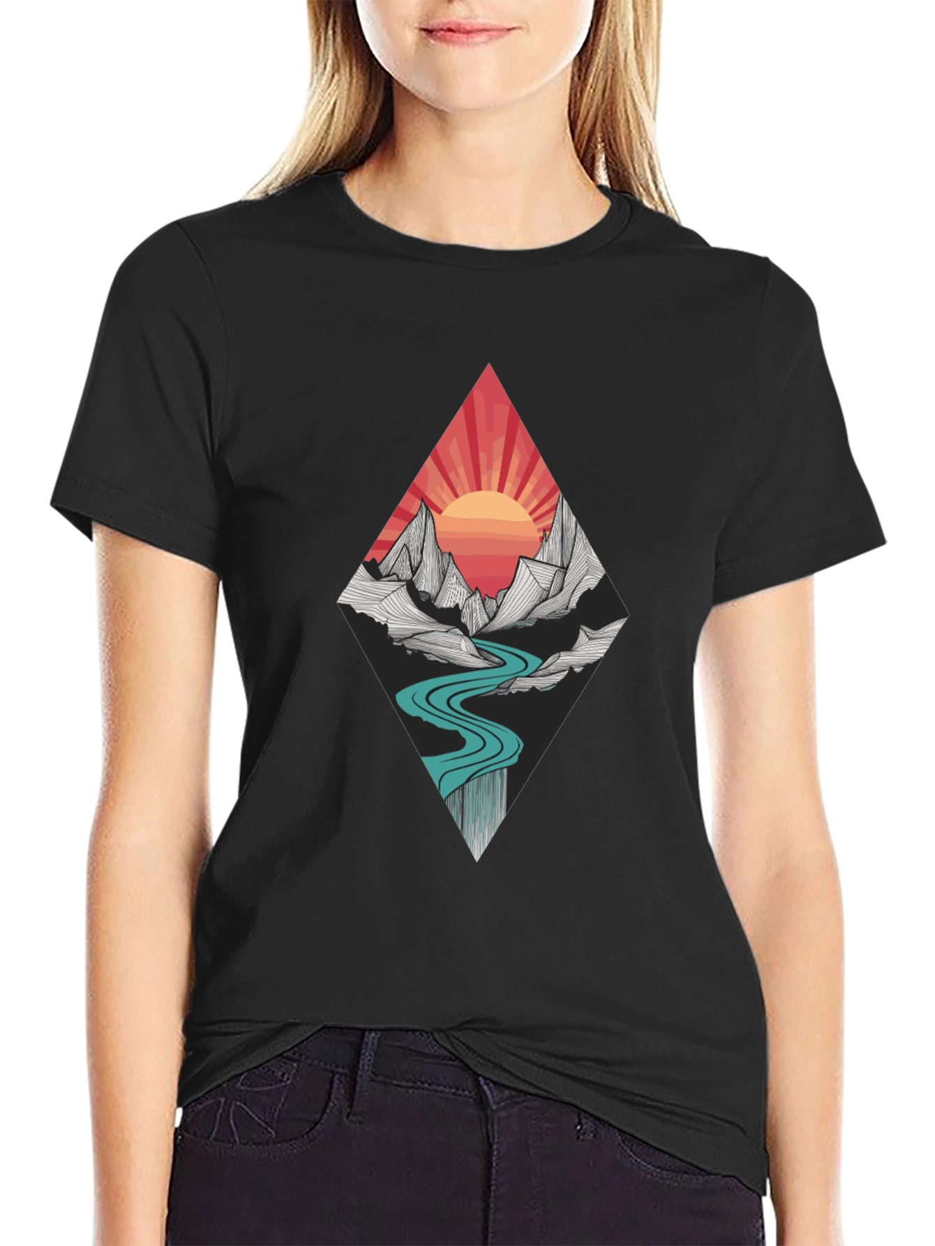 Black Mountain Sunset Graphic Tee - Black view 2