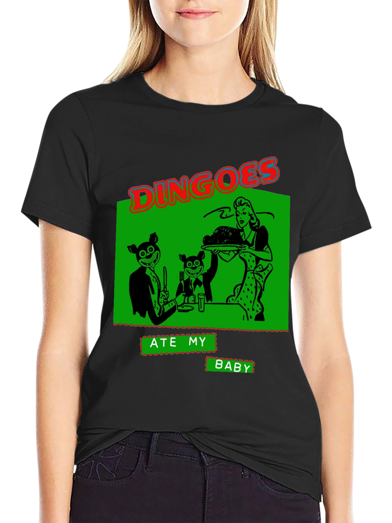 Black Dingoes Ate My Baby Graphic T-Shirt - Novelty Humor Tee view 2