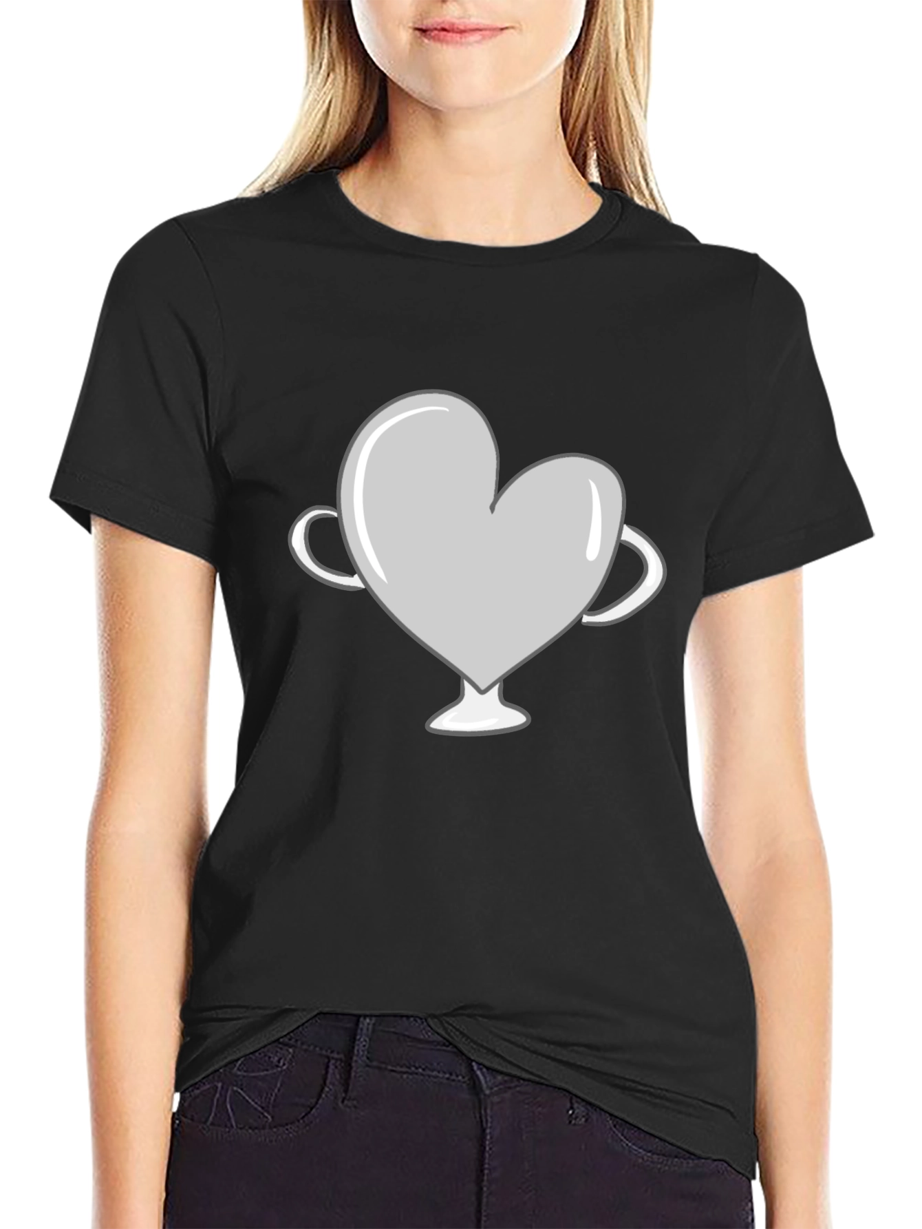Black Heart Trophy Graphic Tee - Black Cotton Shirt view 2
