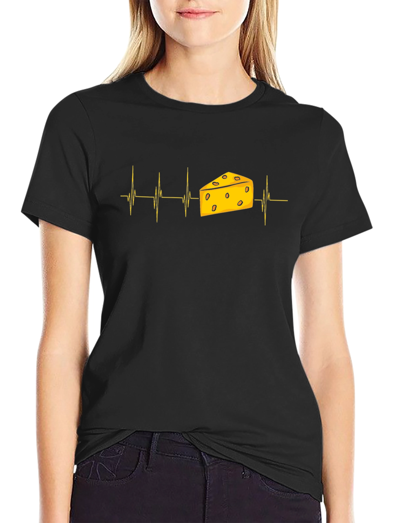 Black Cheese Heartbeat T-Shirt view 2