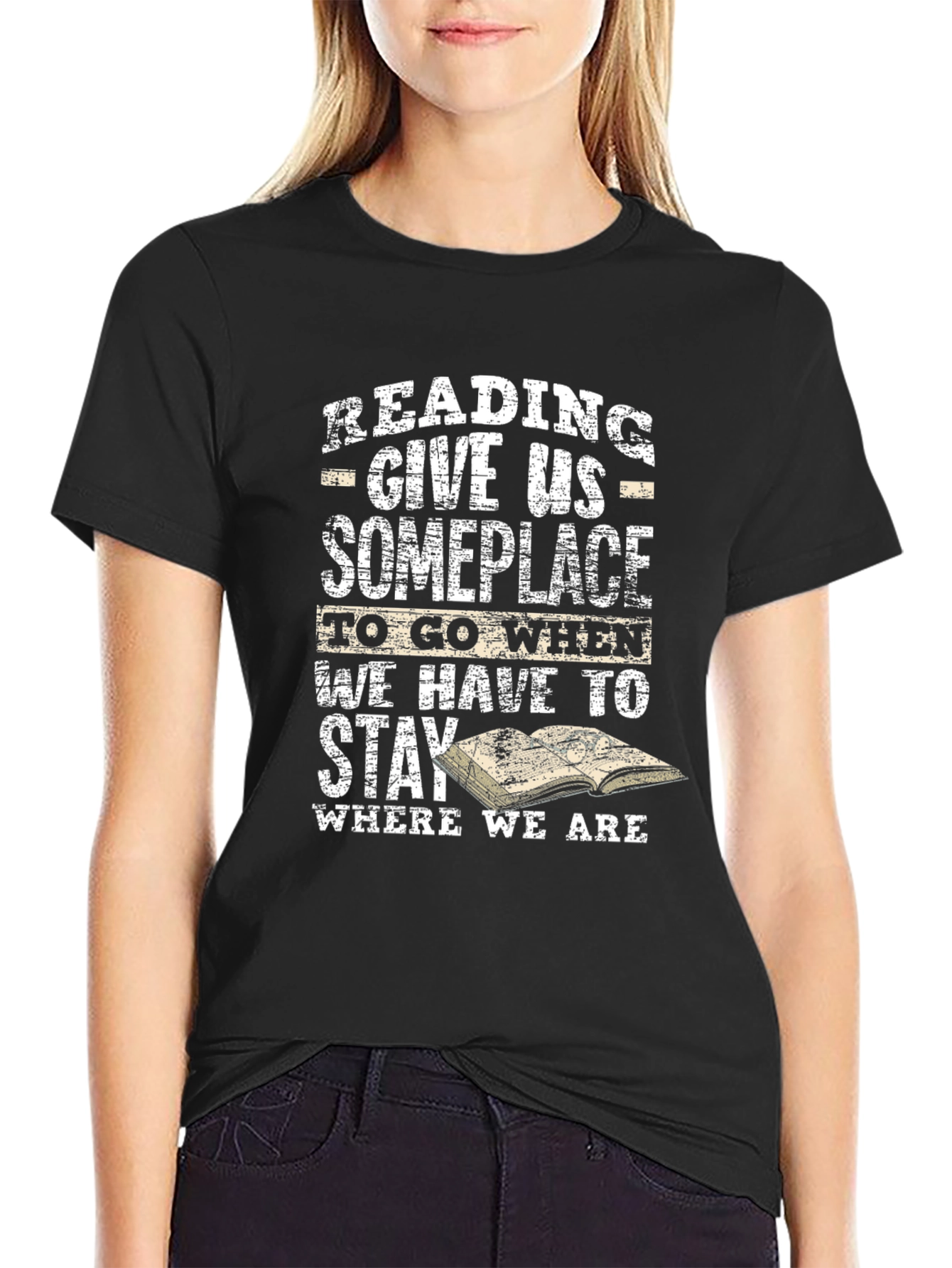 Black Reading T-Shirt: Give Us Someplace to Go view 2