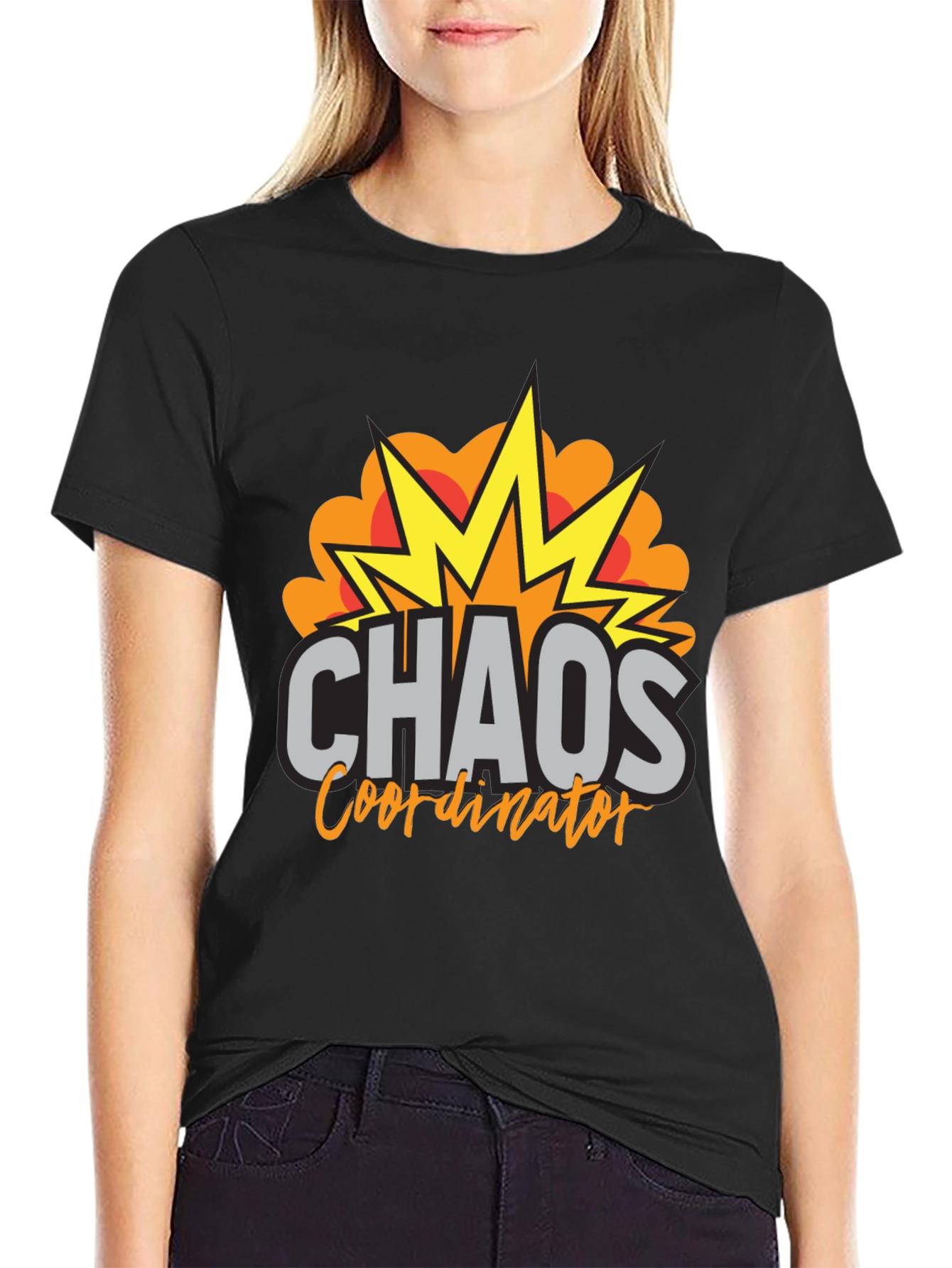 Black Chaos Coordinator T-Shirt - Funny Graphic Tee view 2