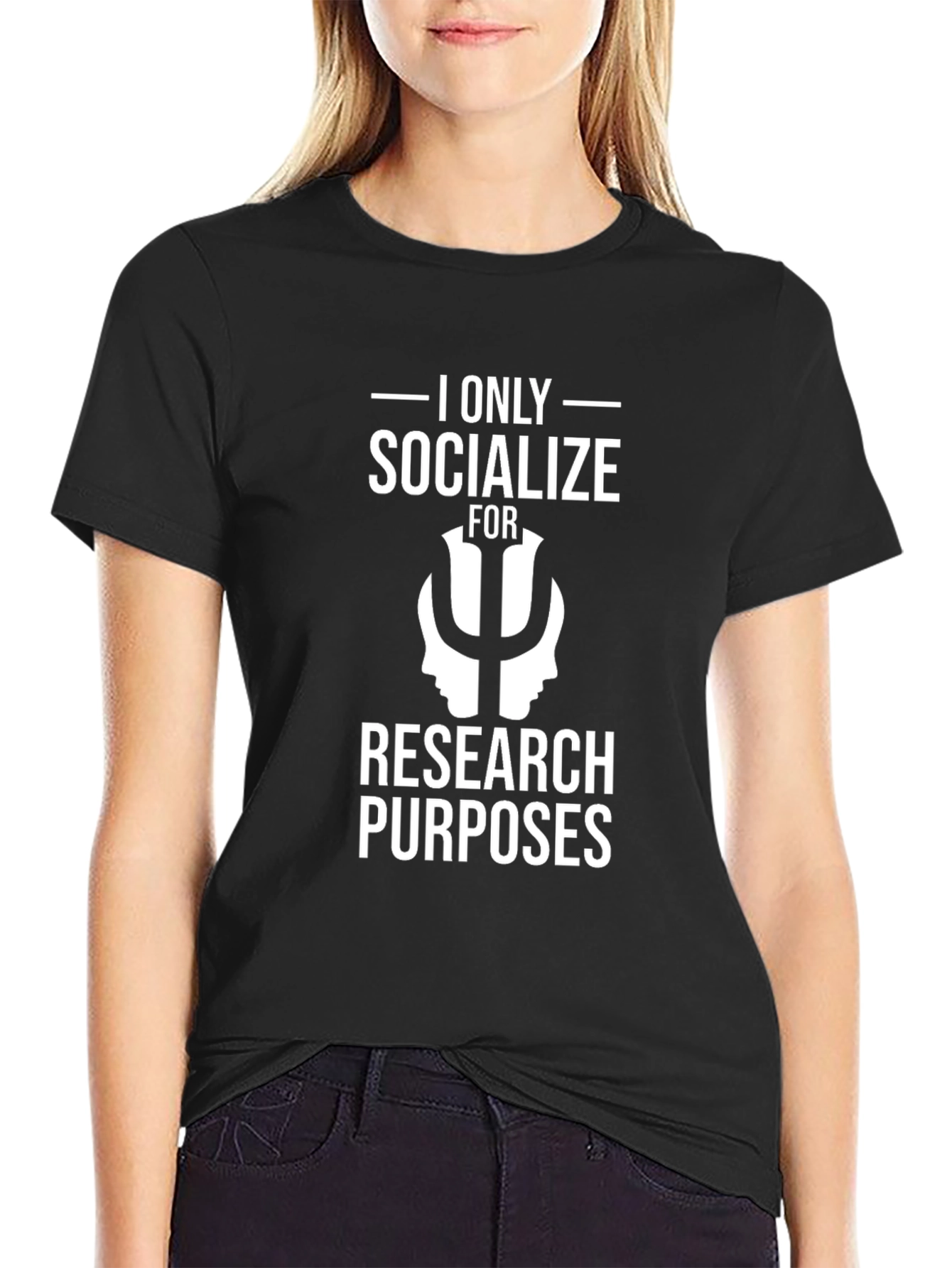 Black I Only Socialize For Research T-Shirt - Black view 2